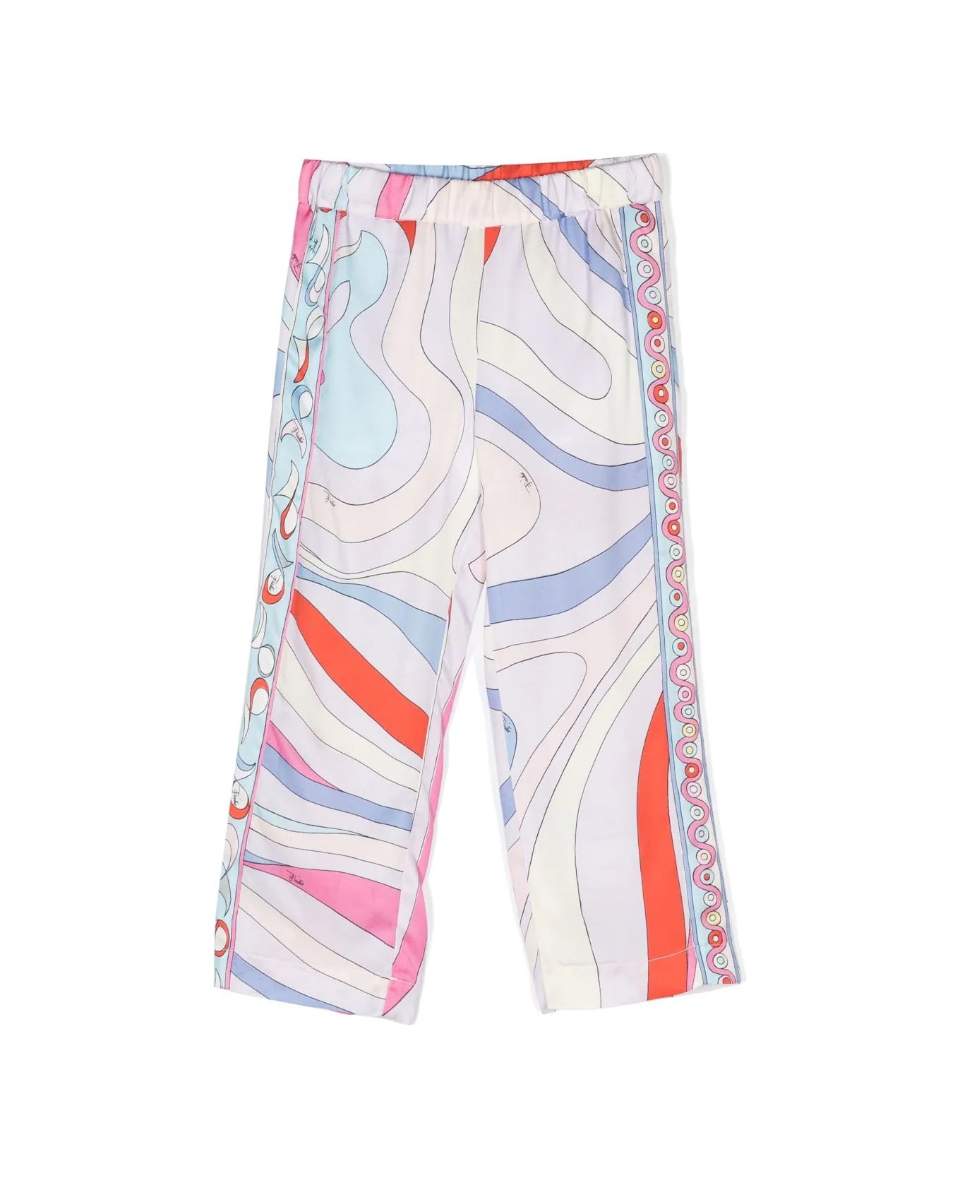 Pucci Trousers With Light Blue/multicolour Iride Print - Blue ボトムス