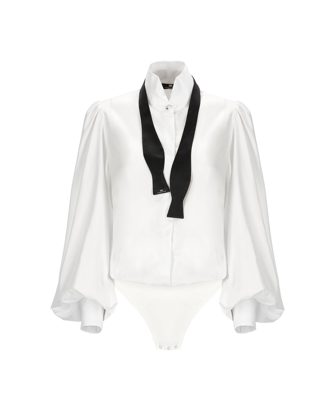 Elisabetta Franchi Poplin Body Shirt With Tie - White