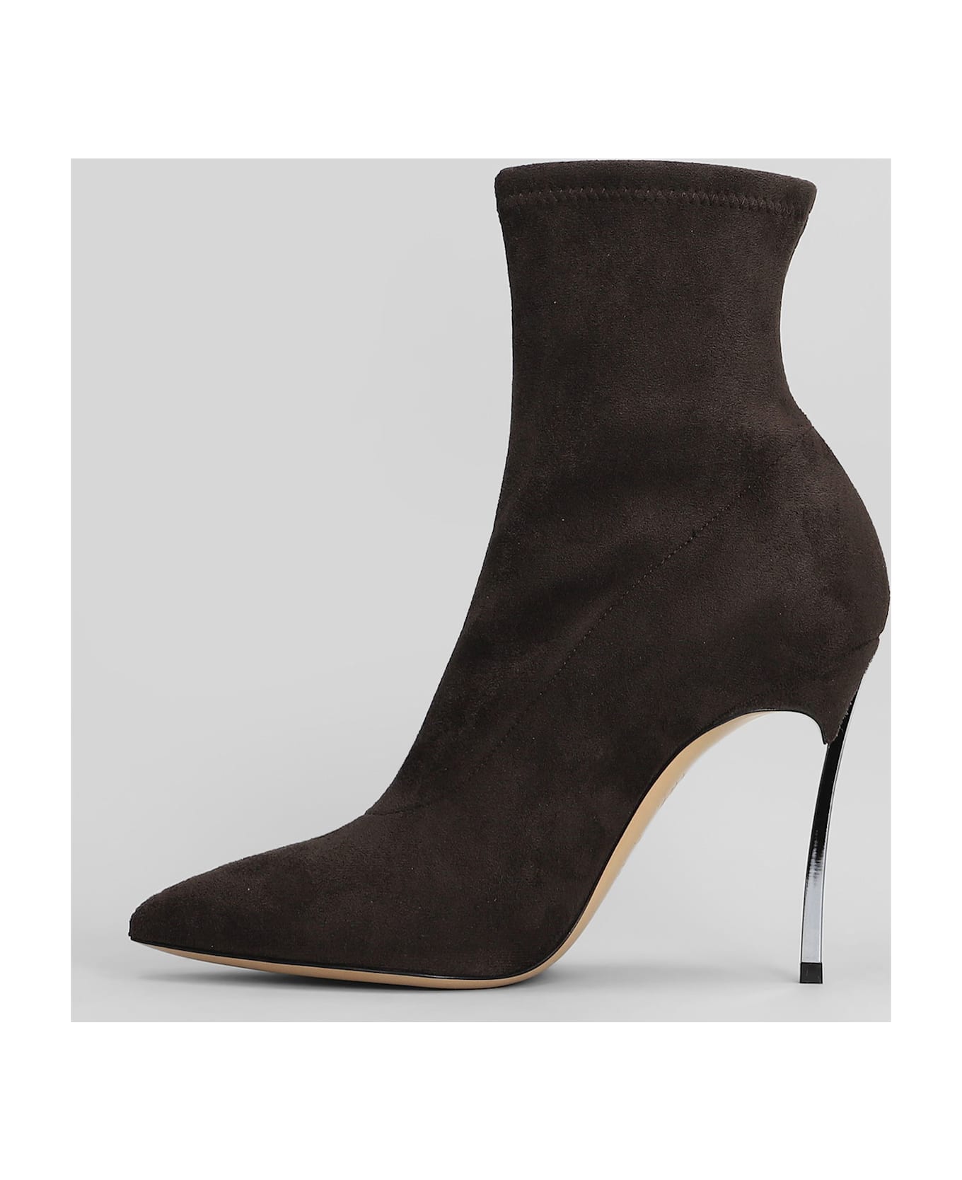 Casadei Blade Stretch High Heels Ankle Boots In Brown Suede - brown