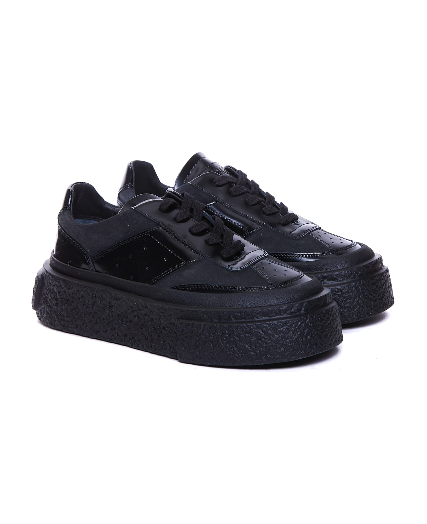 MM6 Maison Margiela Leather Sneakers - Black