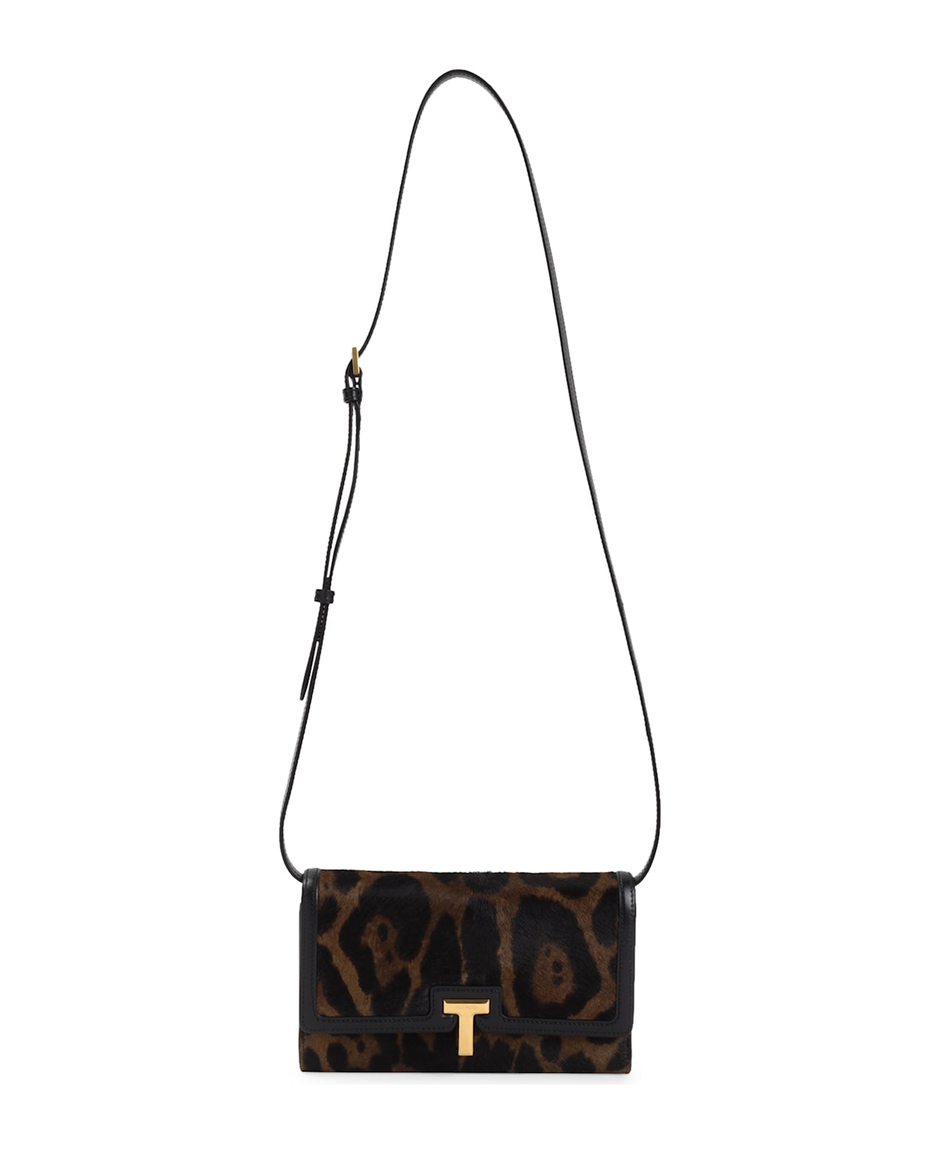 Tom Ford Leopard Wallet On Strap - Brown Olive Black