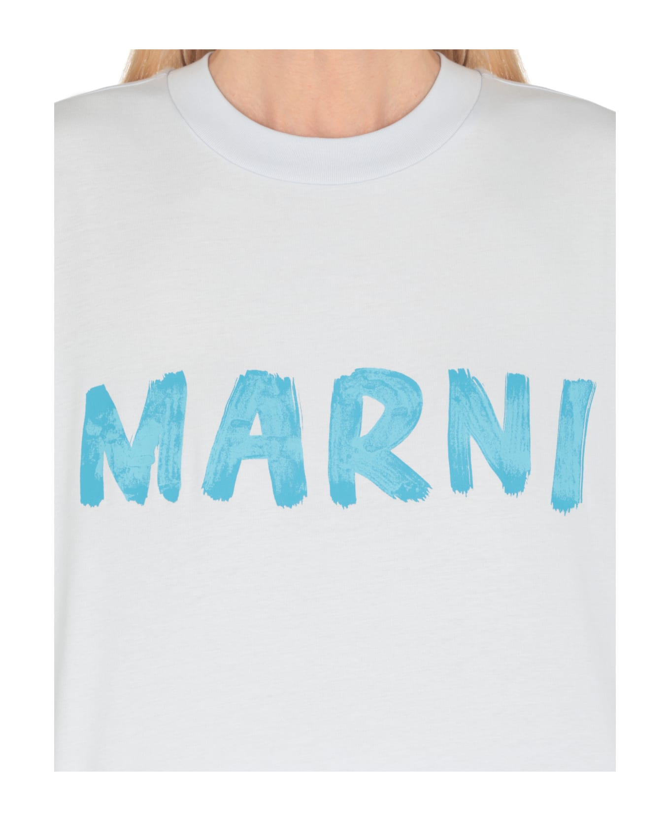 Marni T-shirt With Logo - Light Blue