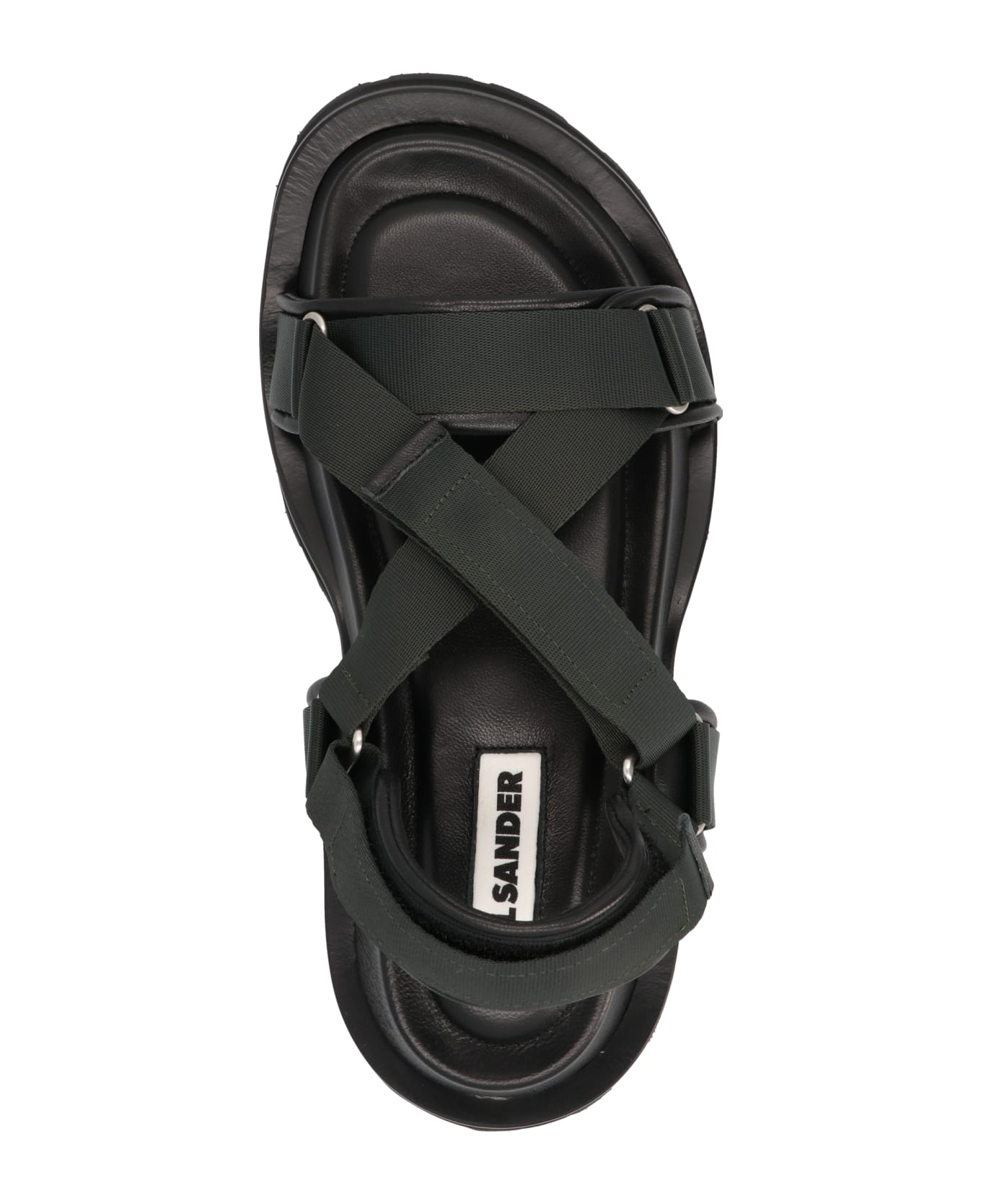 Jil Sander Black Leather Blend Sandals - Black