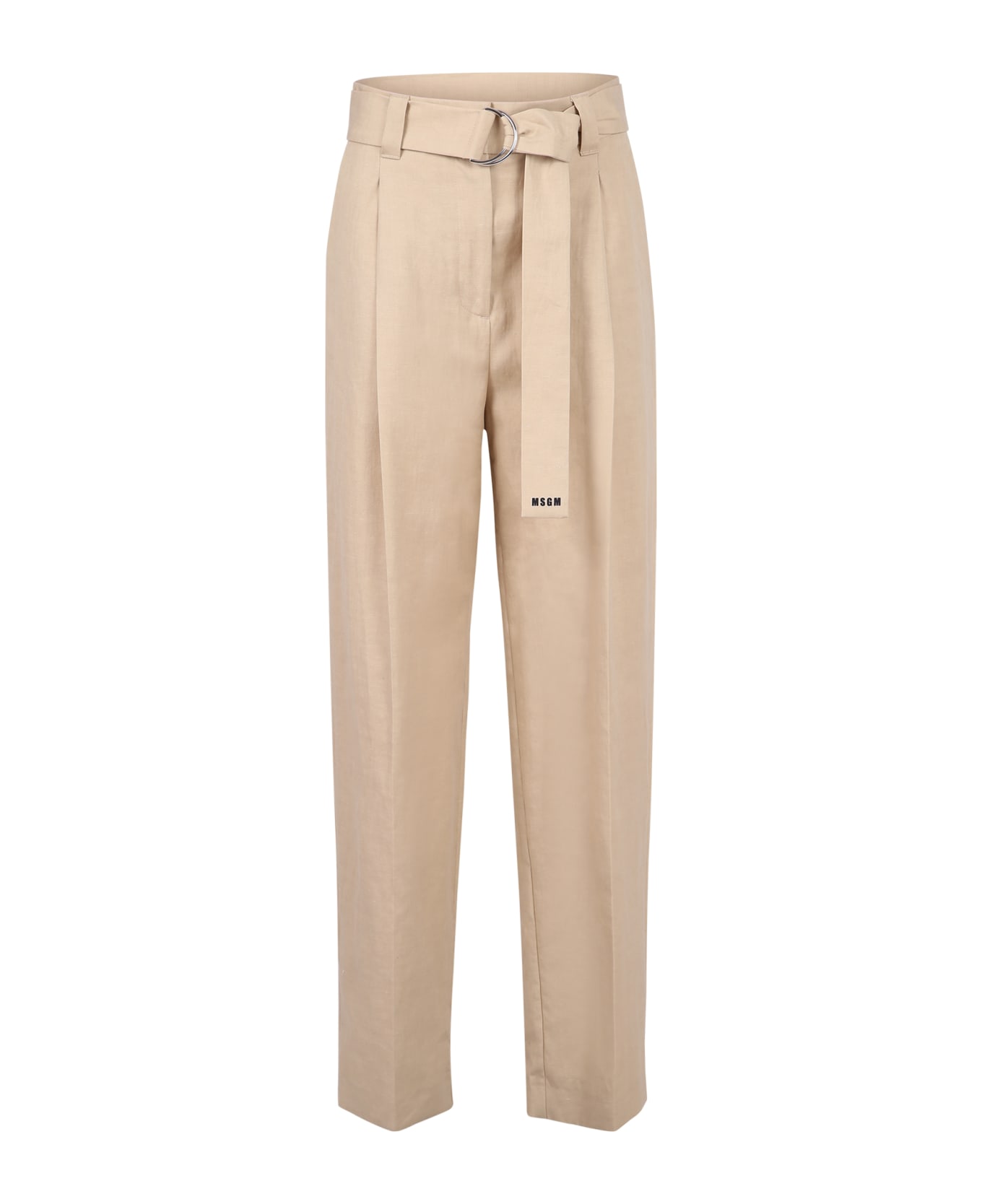 MSGM Belted Trousers - Beige