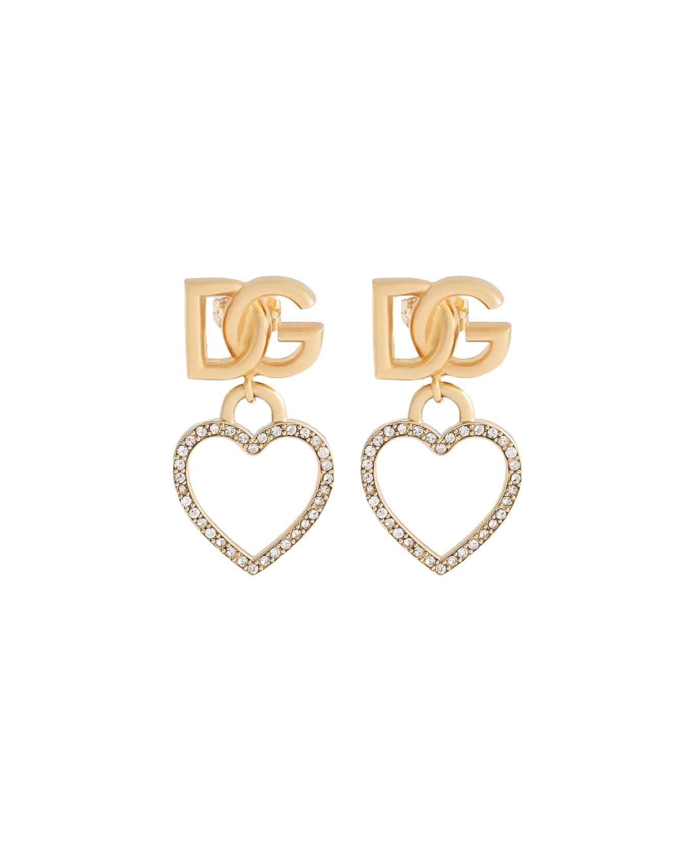 Dolce 
Gabbana Stud Earrings With Hearts And Logo - GOLD