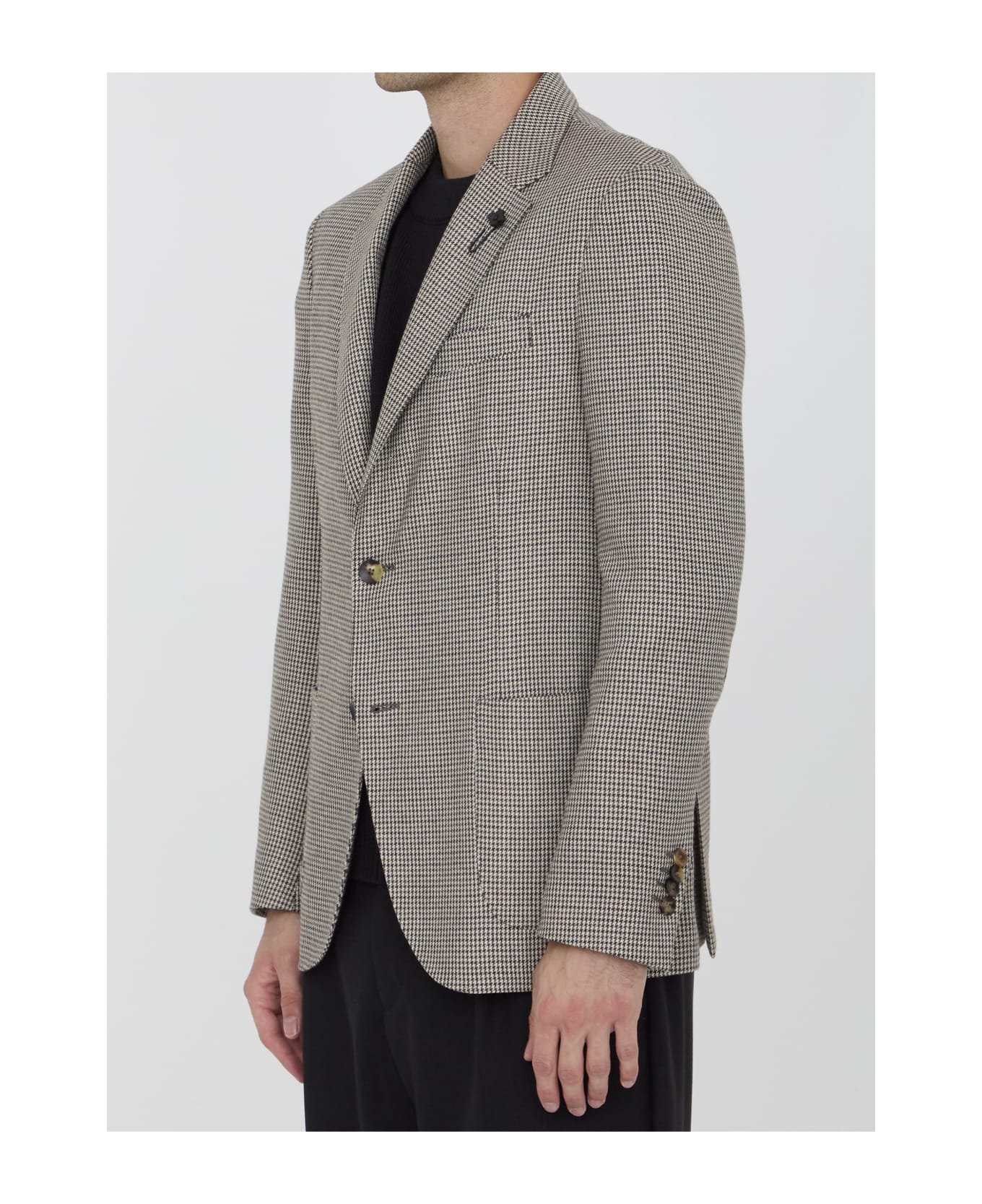 Lardini Houndstooth Jacket - BEIGE