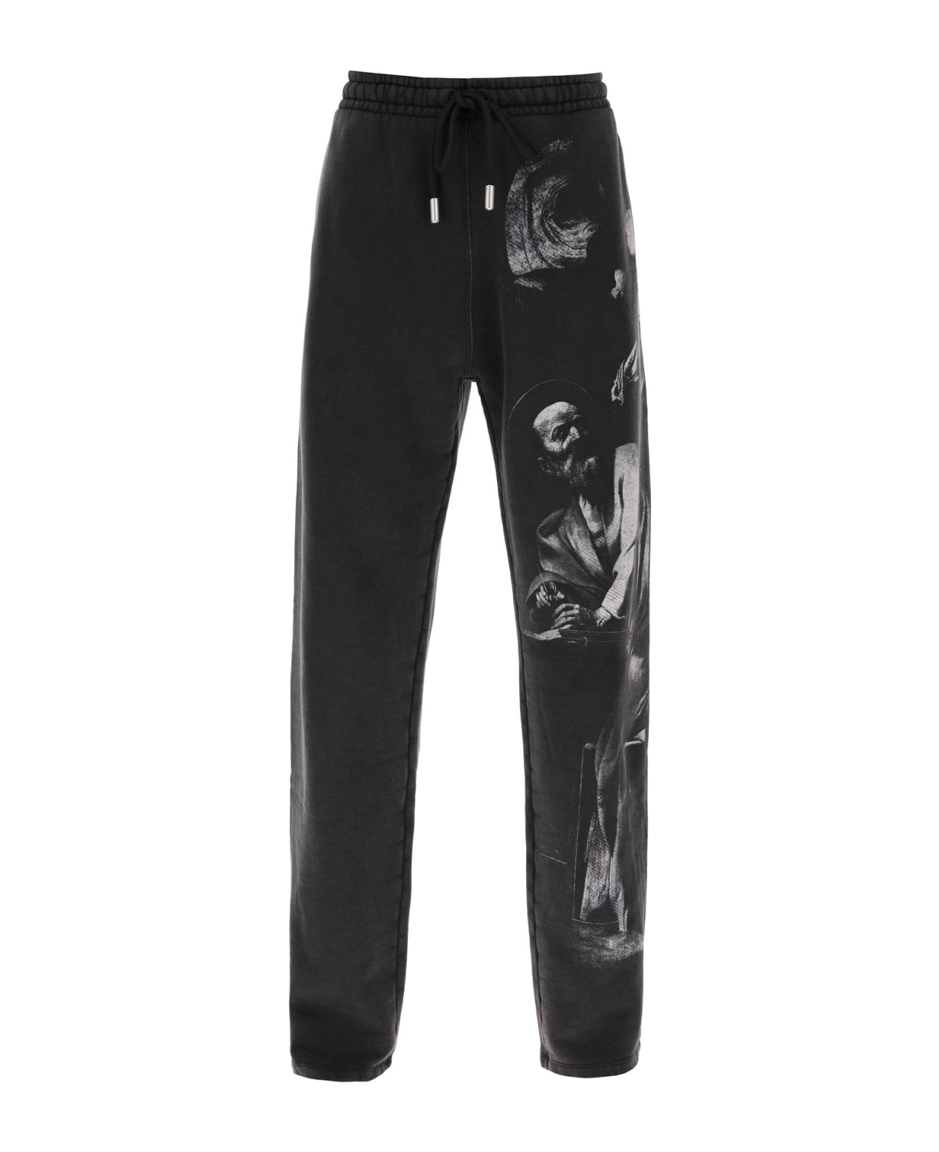 Off-White Pants With Drawstring And Graphic Print - BLACK GREY (Grey) スウェットパンツ