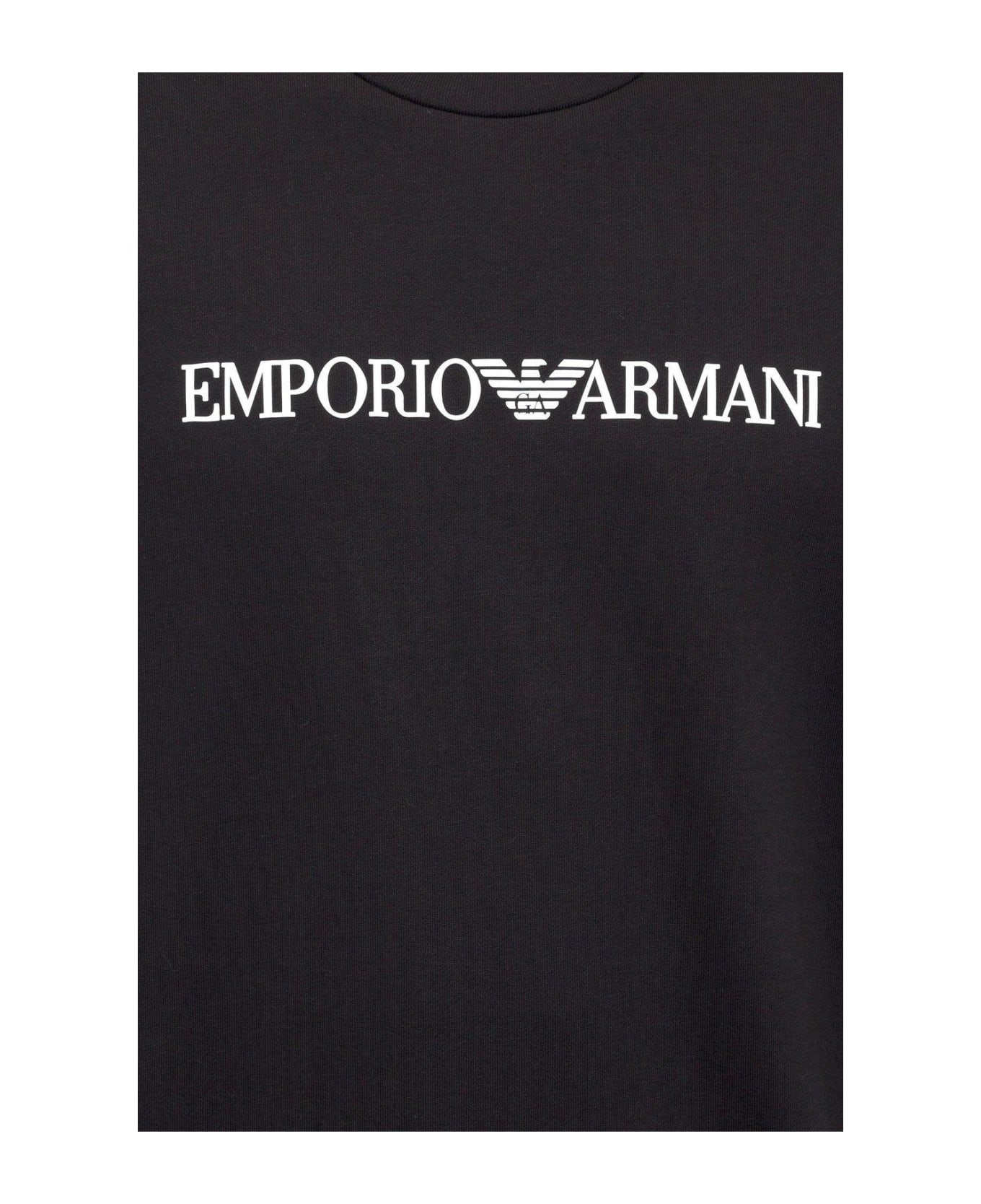 Emporio Armani Logo Print Crewneck Sweatshirt - BLACK