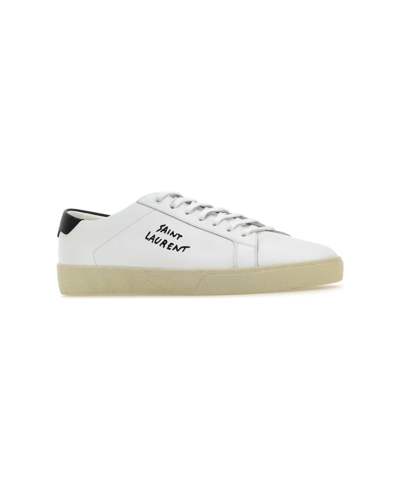 Saint Laurent White Leather Court Sl/06 Sneakers - Black
