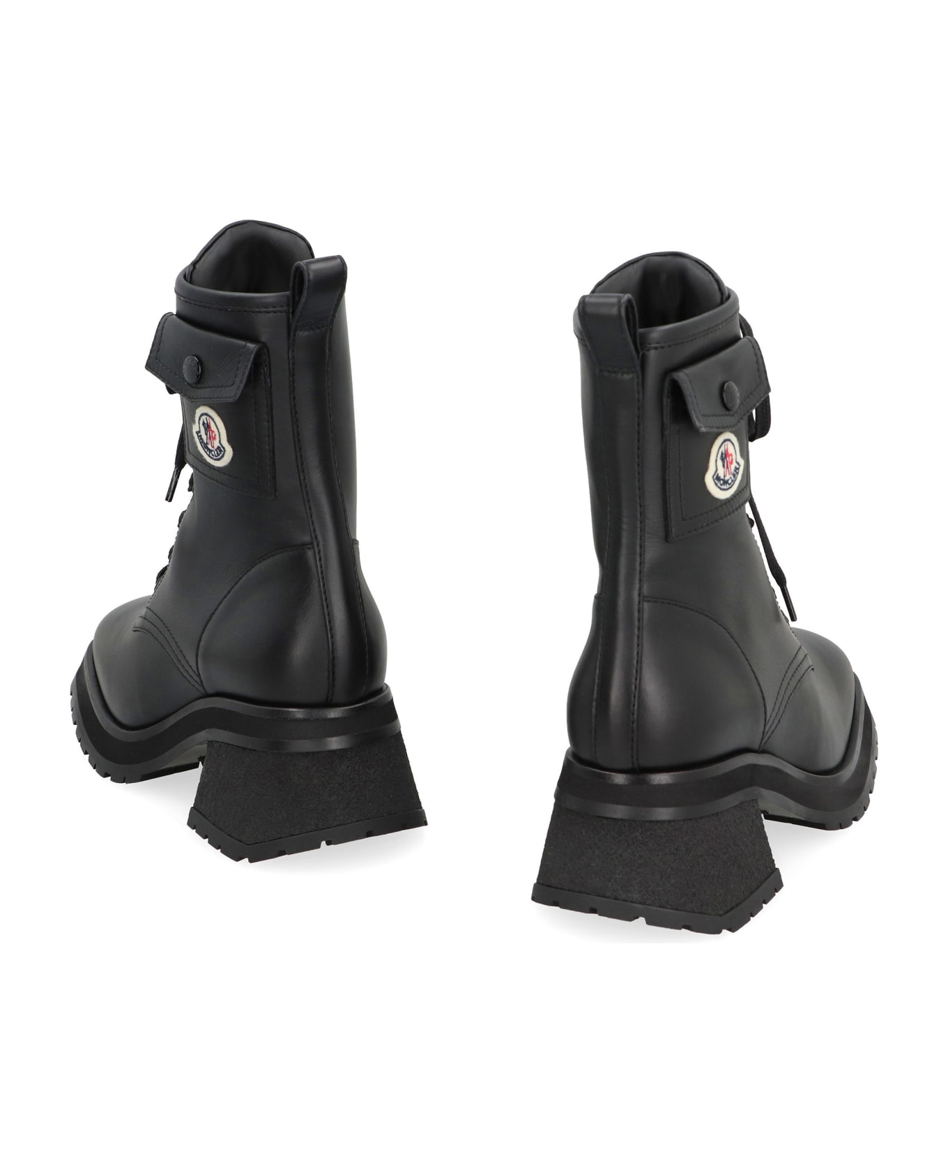 Moncler Gigi Lace-up Leather Ankle Boots - black