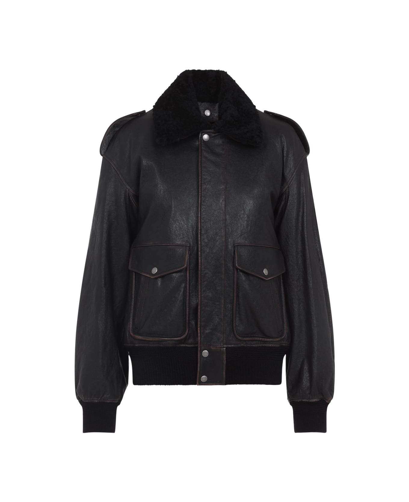 Saint Laurent Lamb Leather Jacket - Reglisse Auburn Noir