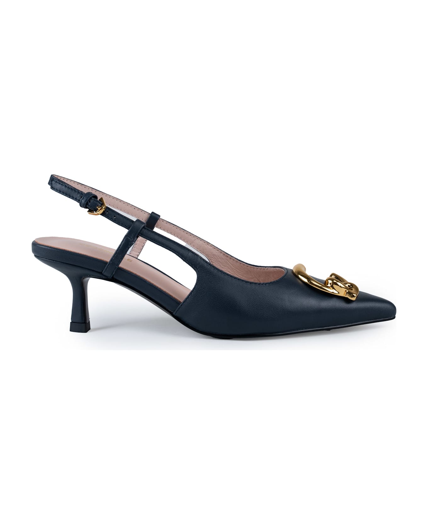 Coccinelle C-me Smooth Slingback Shoes In Leather - Midnight blue