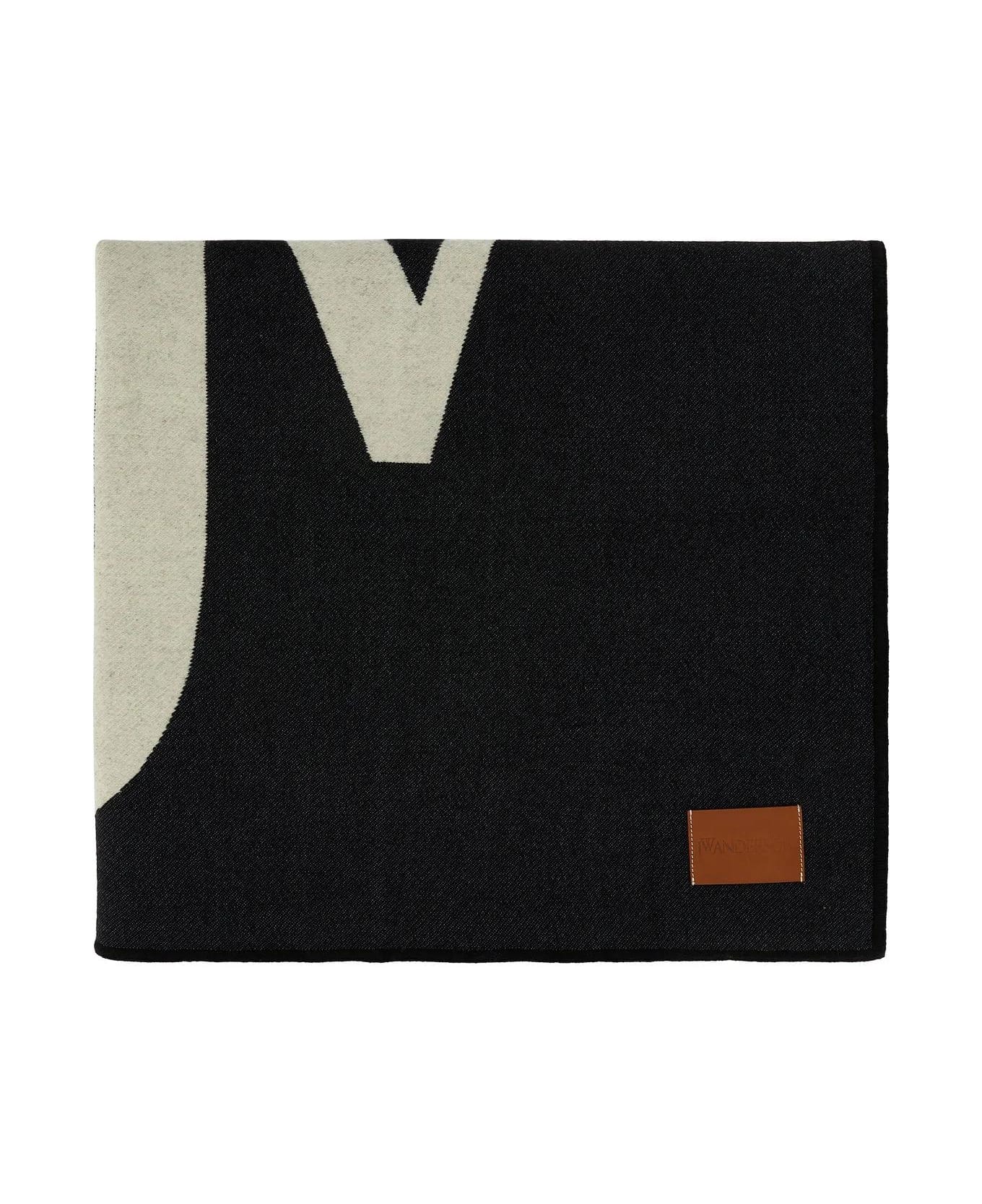 J.W. Anderson Black Wool Blend Blanket - Black