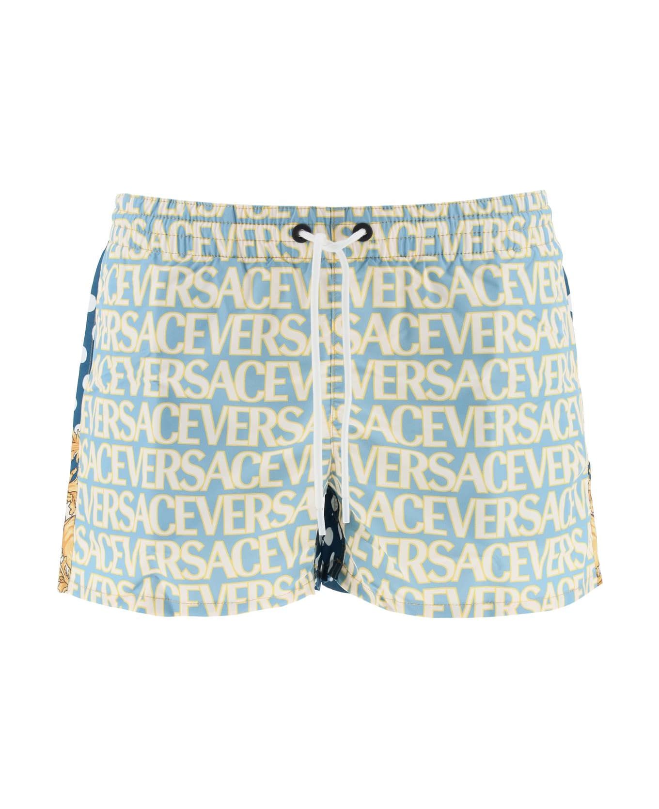 Versace Printed Swim Shorts - Light Blue