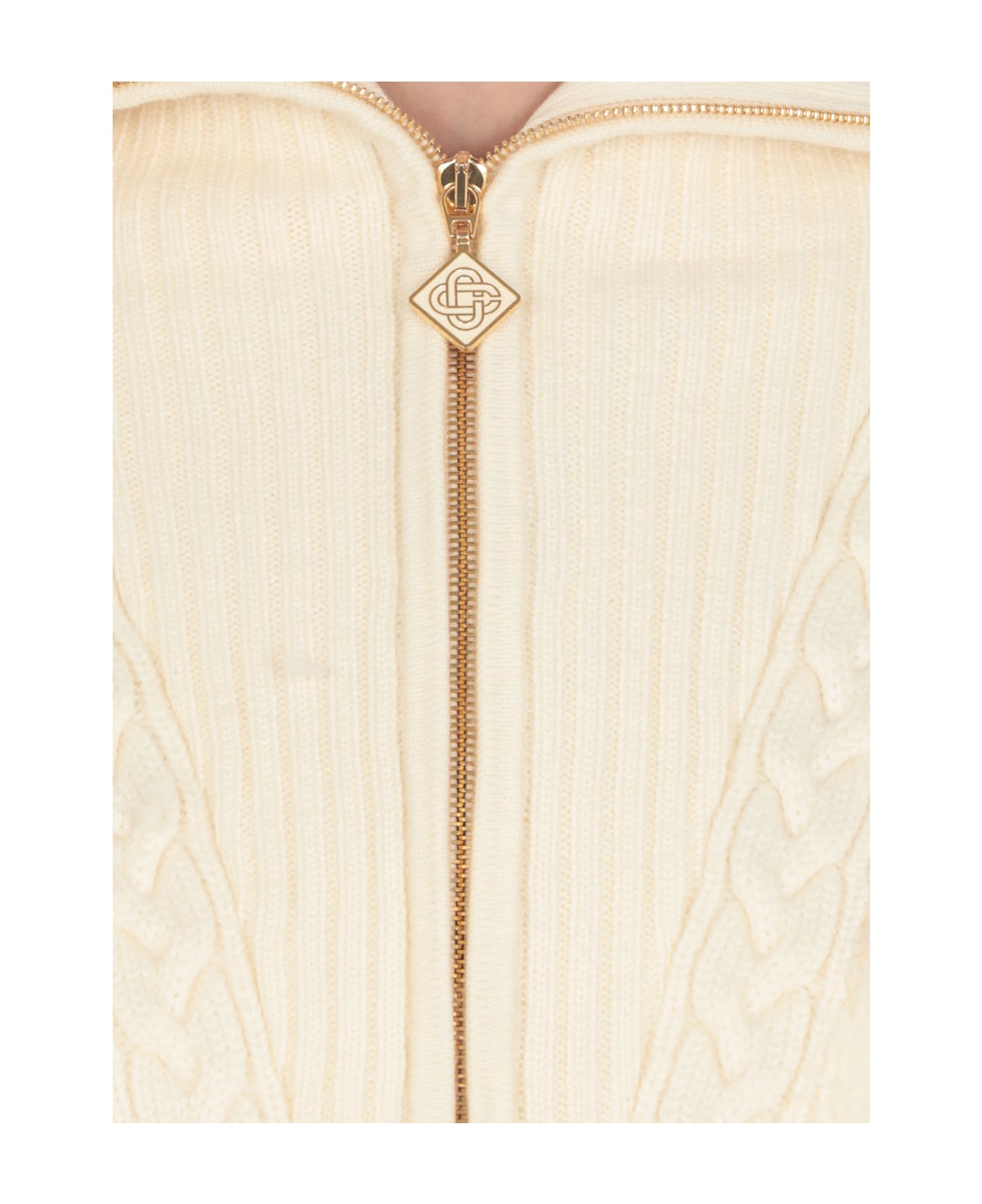 Casablanca Ivory Wool Blend Sweater - Ivory
