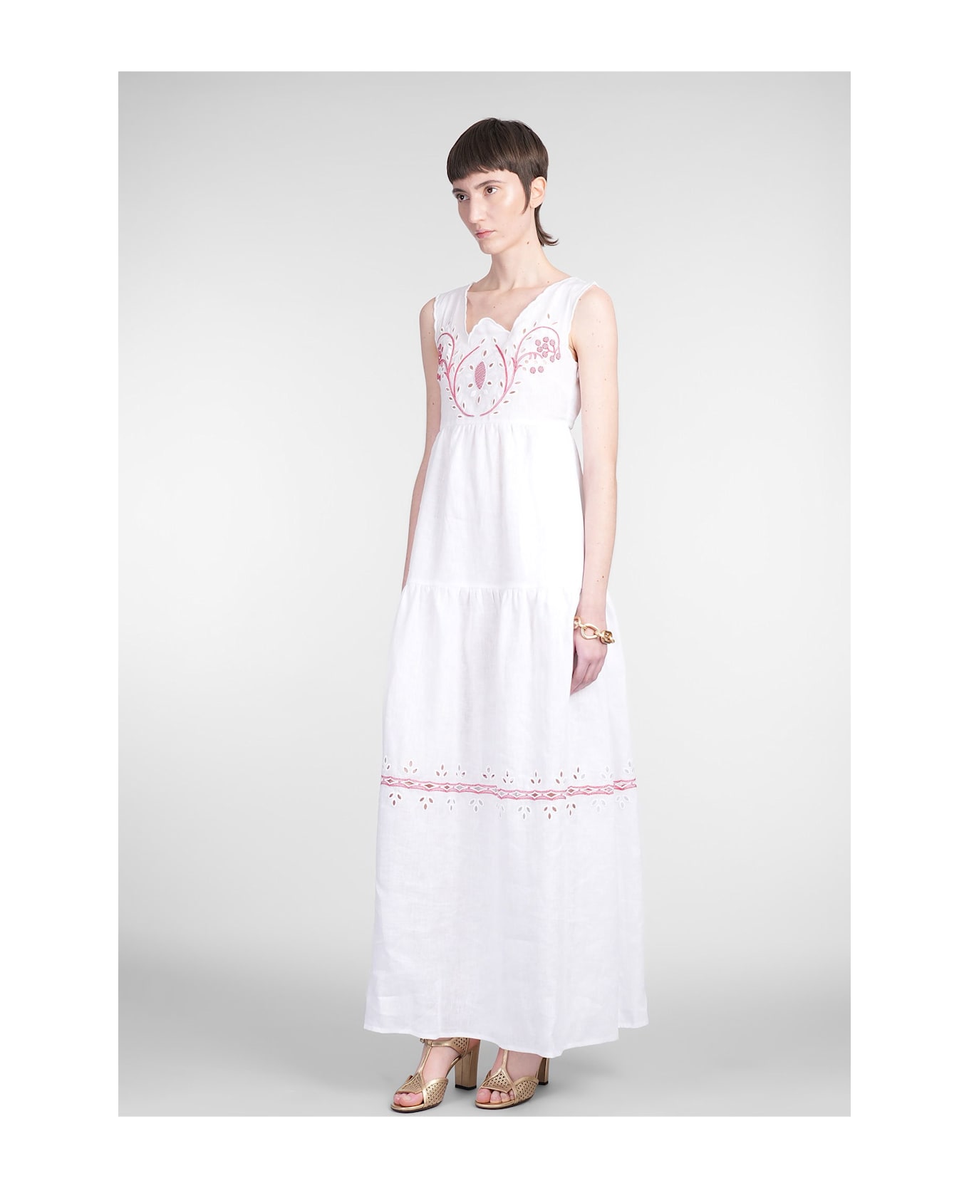 Holy Caftan Antonia Long Dress In White Linen - white