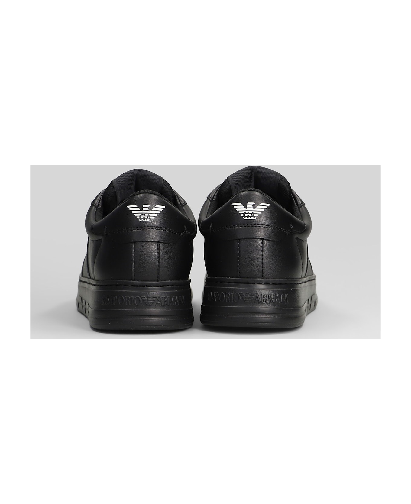 Emporio Armani Sneakers In Black Leather - black