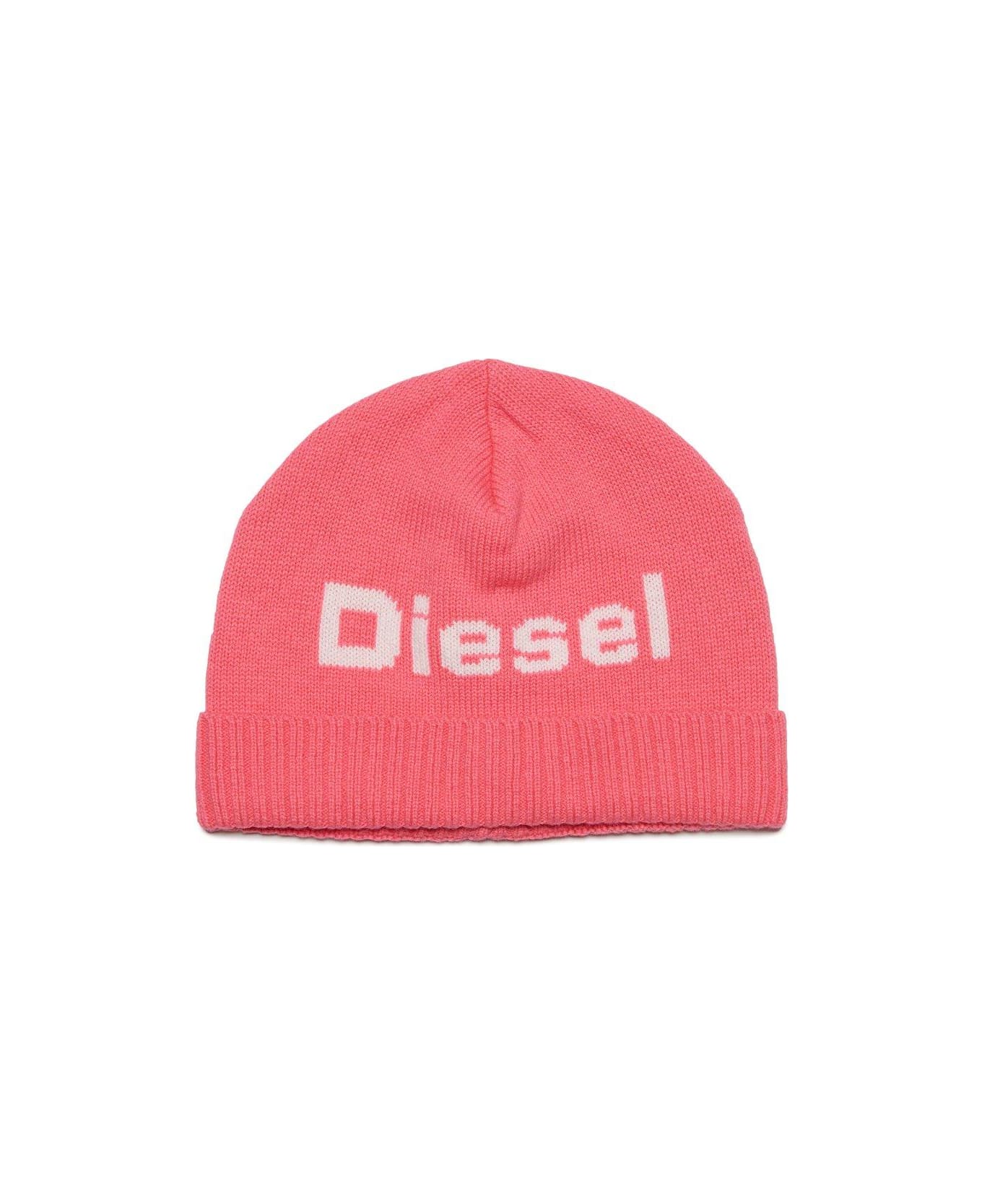 Diesel Fcosel-ski Logo Intarsia-knit Beanie - Rosa