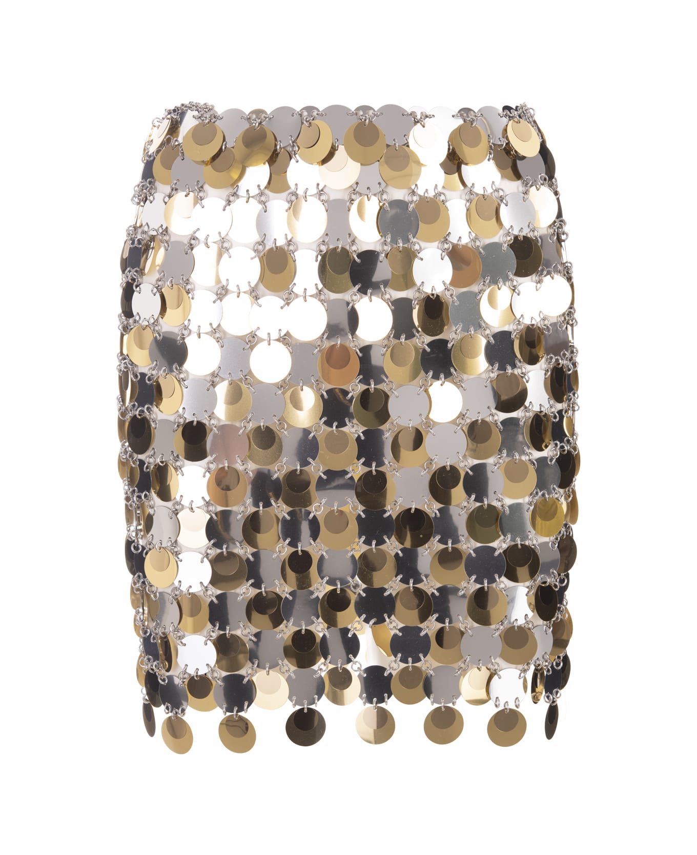 Paco Rabanne Gold And Silver Sparkling Short Skirt - Silver