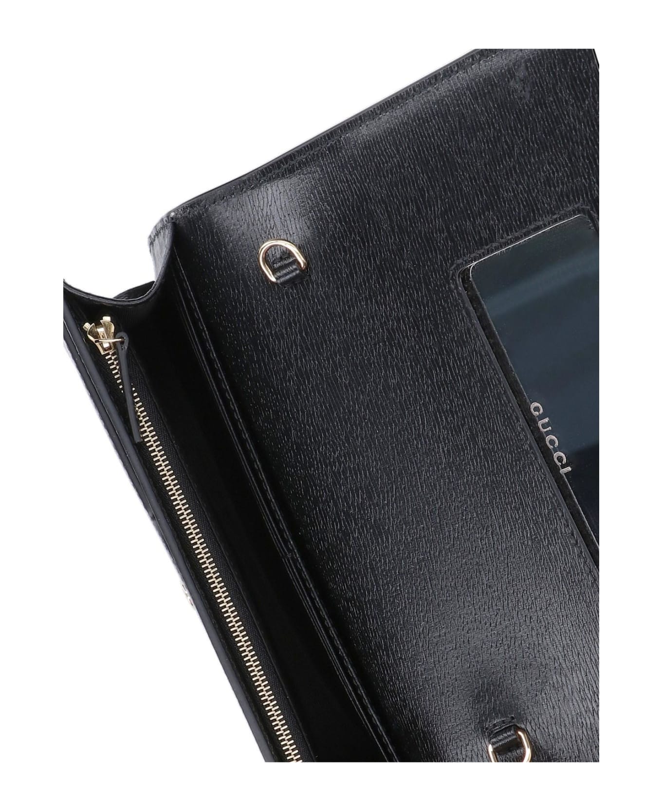 Gucci Logo Shoulder Strap Wallet - Nero