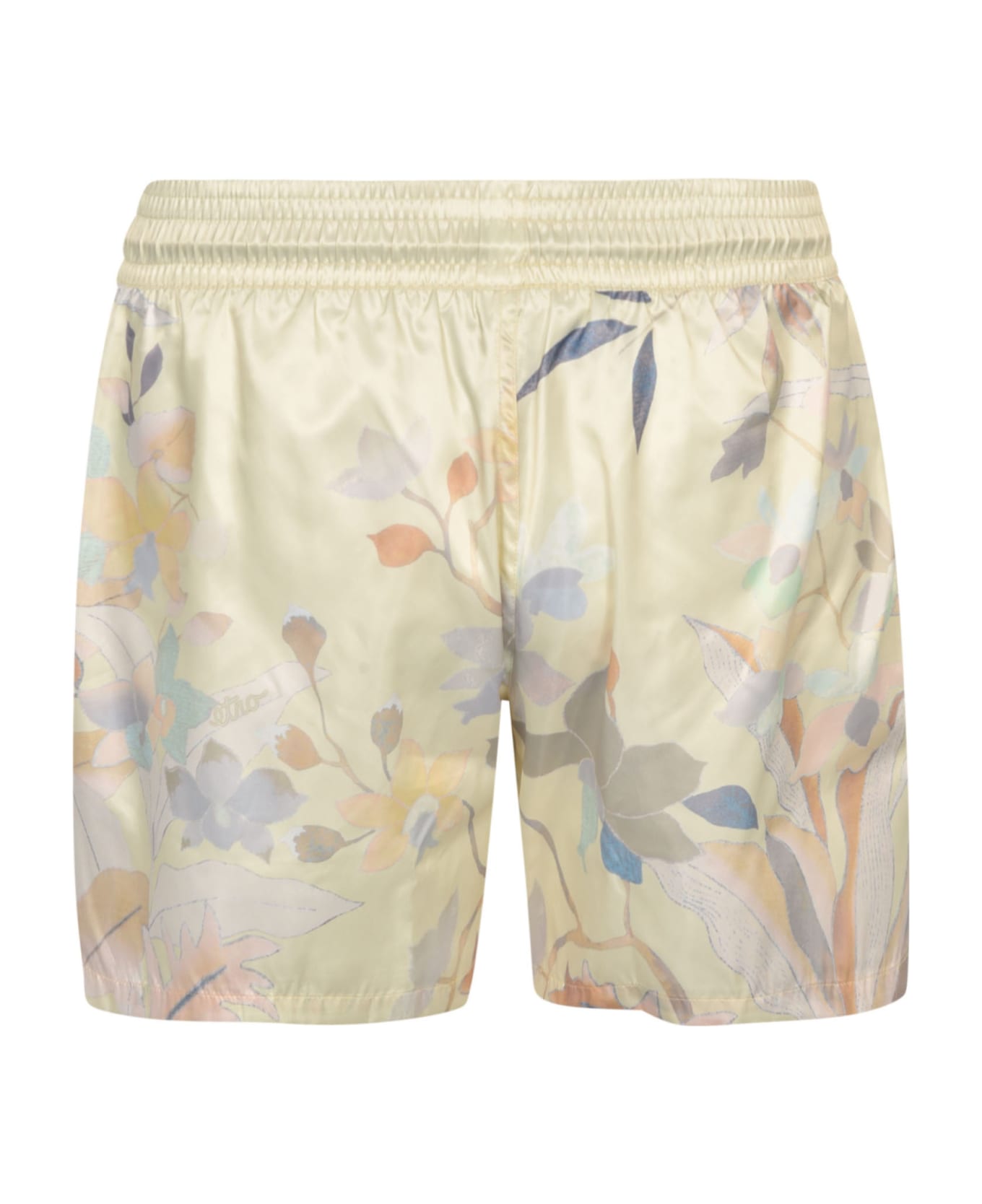 Etro Drawstring Waist Floral Shorts - YELLOW