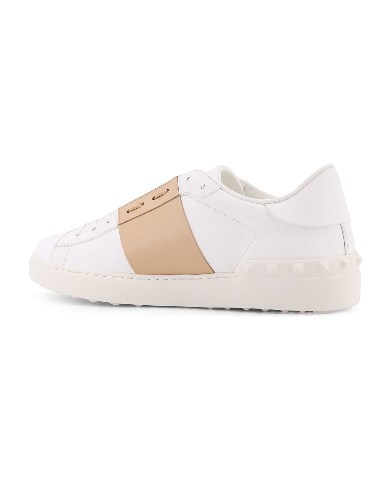 Valentino Garavani Open Leather Sneakers - BIANCO BEIGE