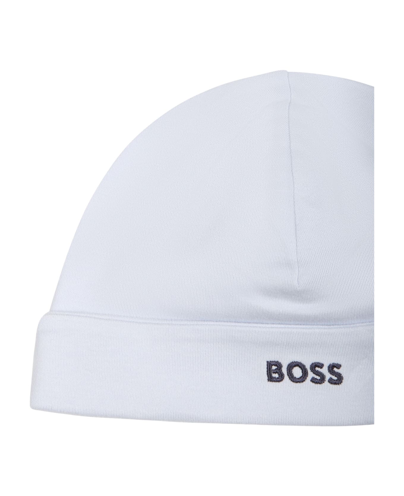 Hugo Boss Light Blue Hat For Baby Boy With Logo - Light Blue