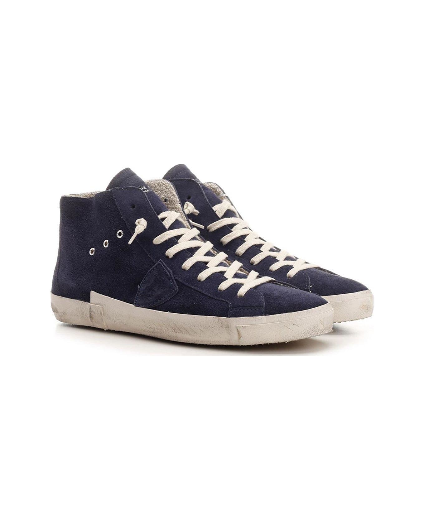 Philippe Model Logo-patch Lace-up Sneakers - Blu スニーカー