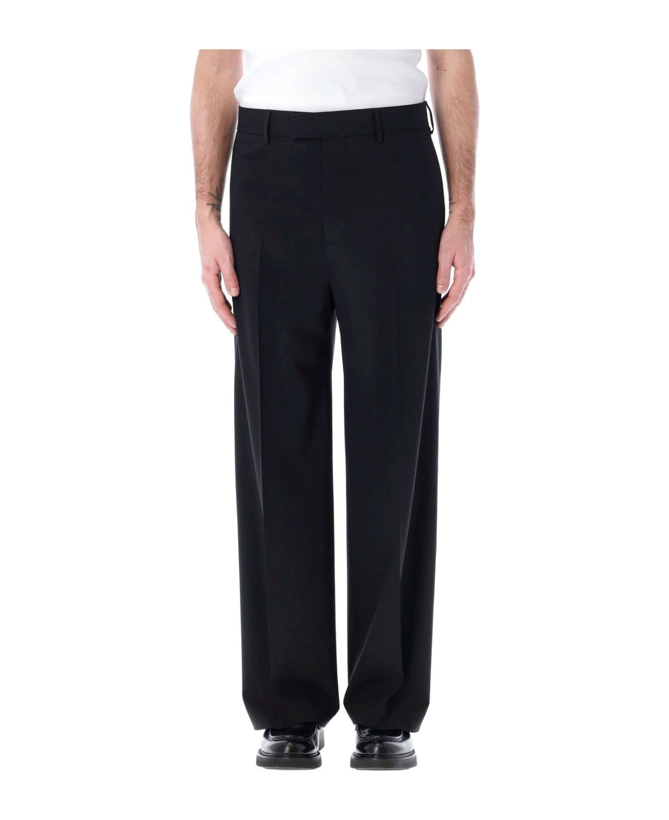 MSGM Straight-leg Pleated-detail Tailored Trousers - Nero