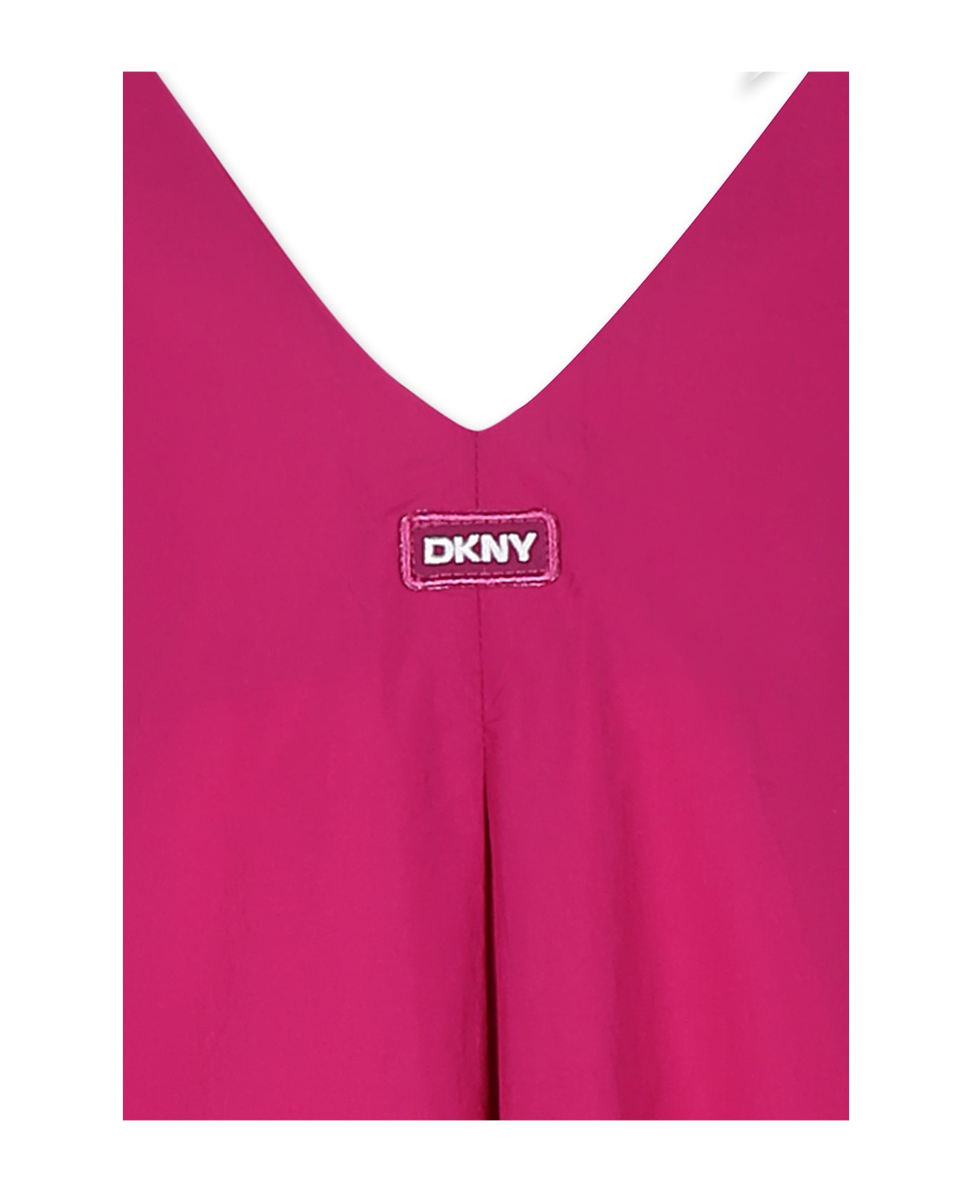 DKNY Fuchsia Dress For Girl With Logo - Fuchsia