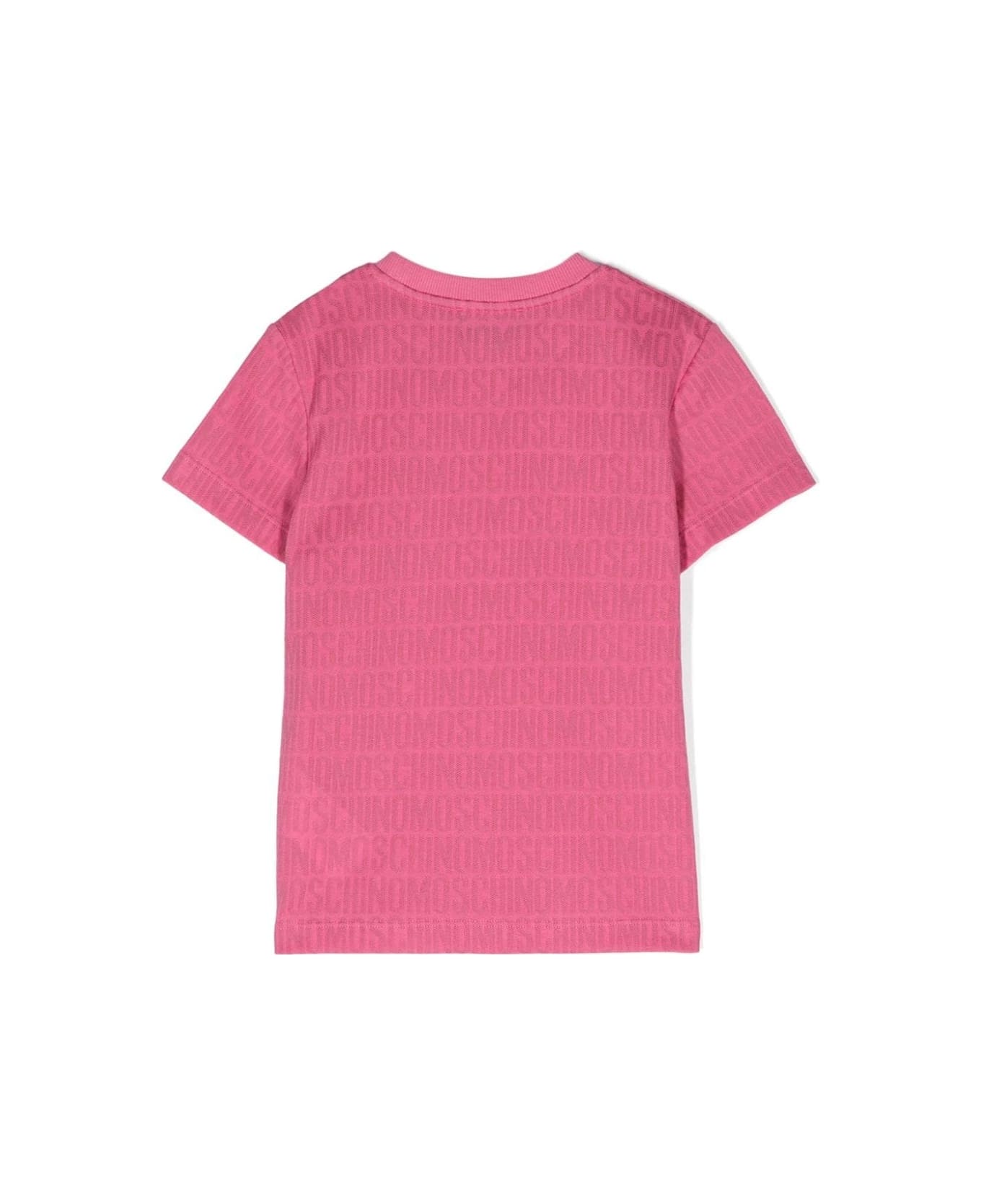 Moschino Pink T-shirt With All-over Logo - Pink