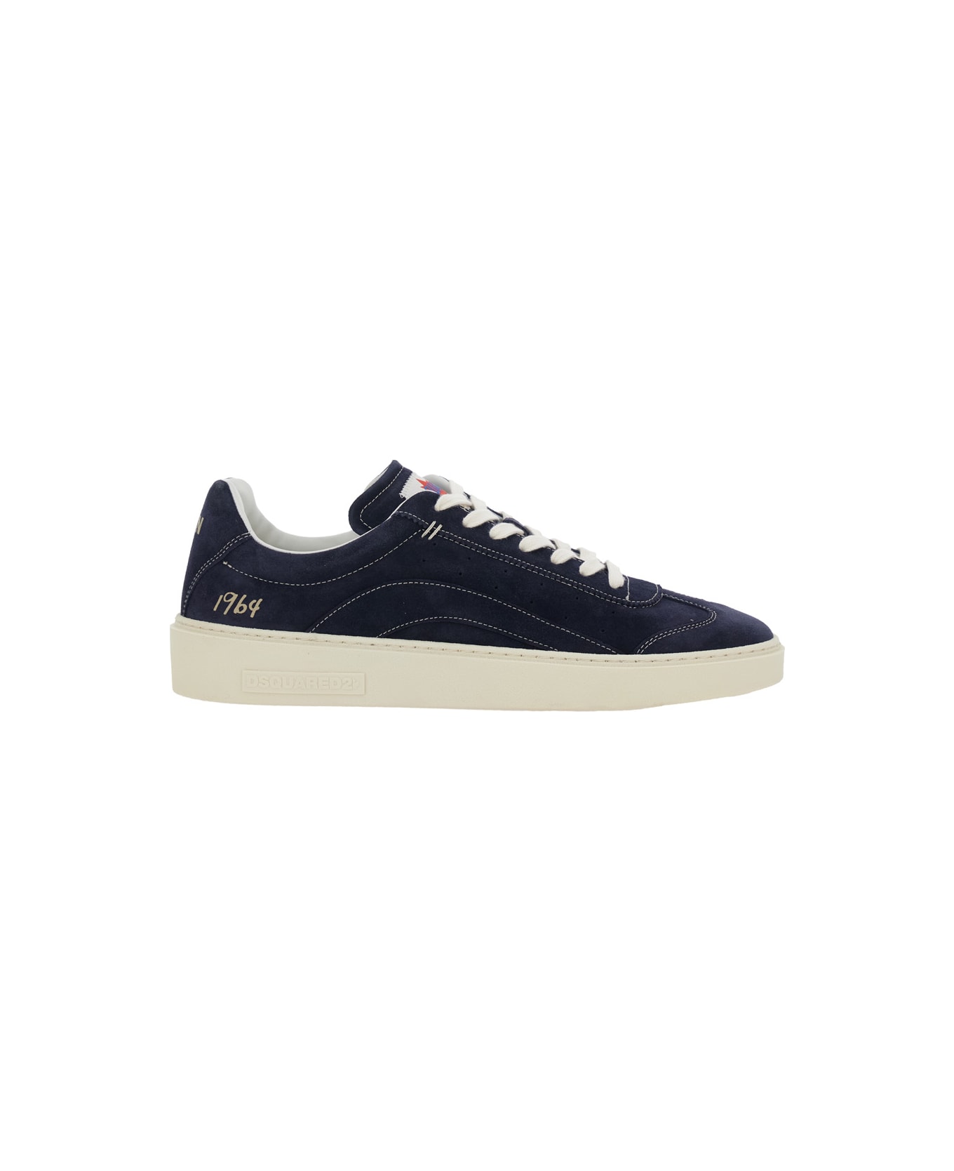 Dsquared2 Blue Low Top Sneakers With Logo Patch On The Tongue And Logo Lettering On The Heel In Suede Man - Blu