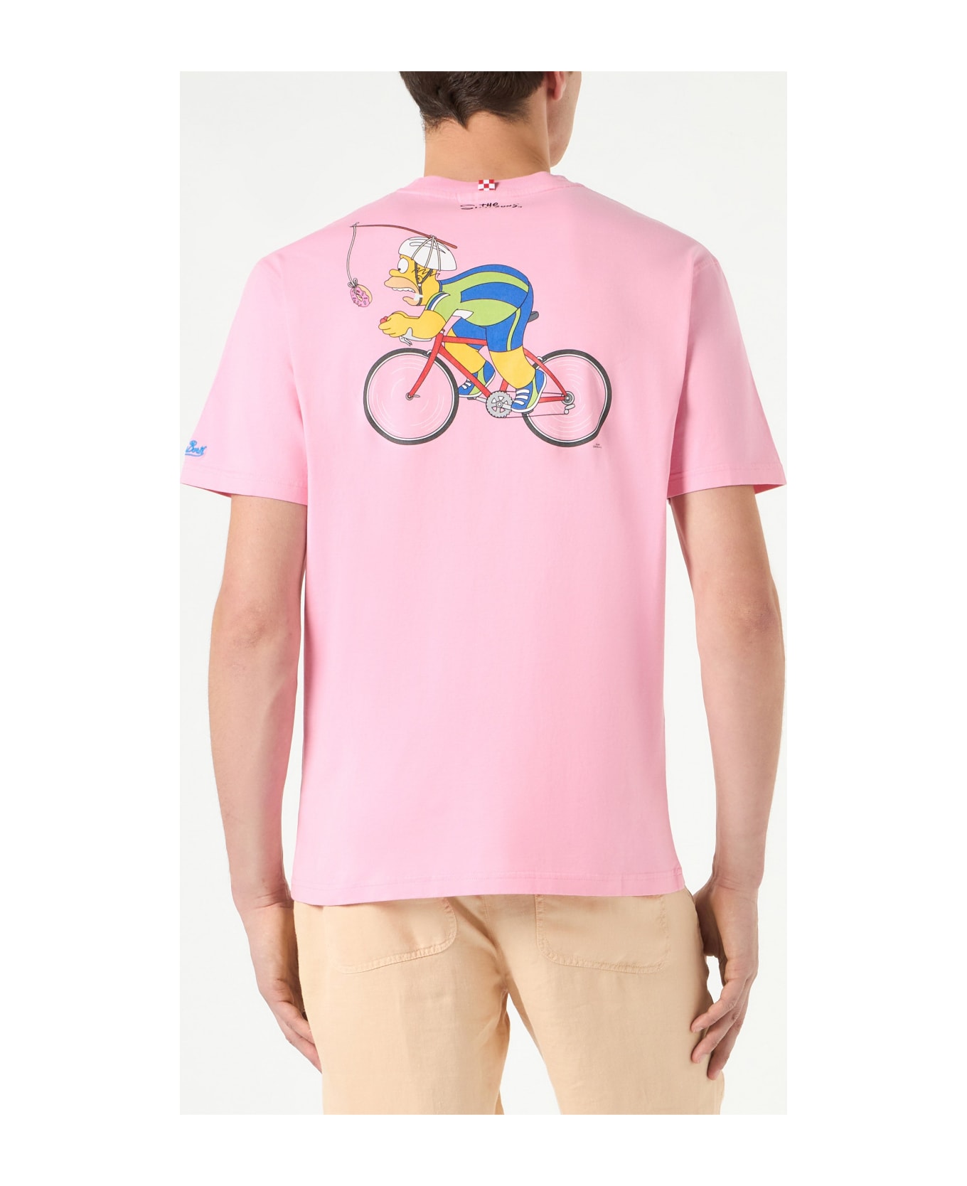 MC2 Saint Barth Man Cotton T-shirt With Cycling Homer Simpson Print | The Simpsons Special Edition - PINK