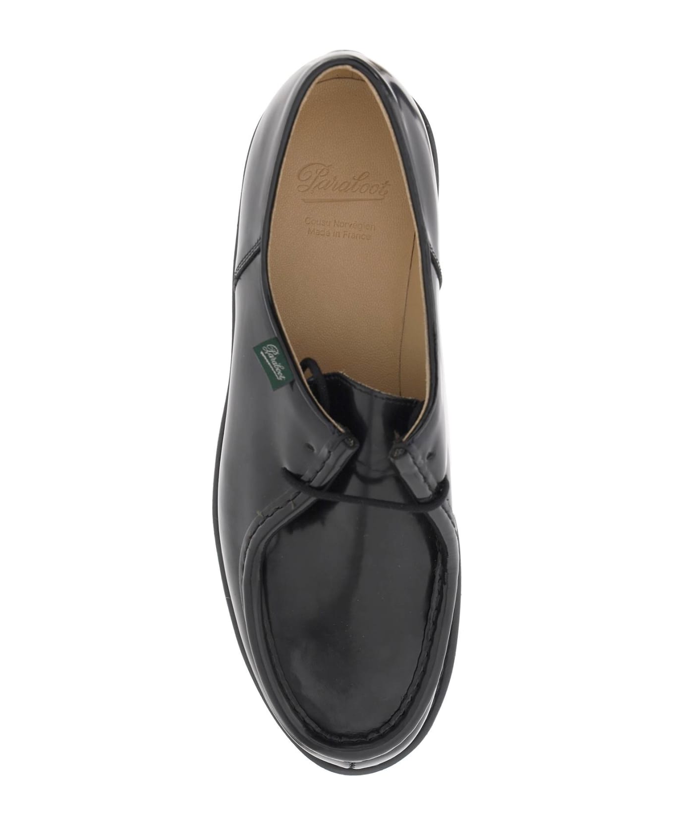 Paraboot Leather 'michael' Derby Shoes - Noire Gloss Noir