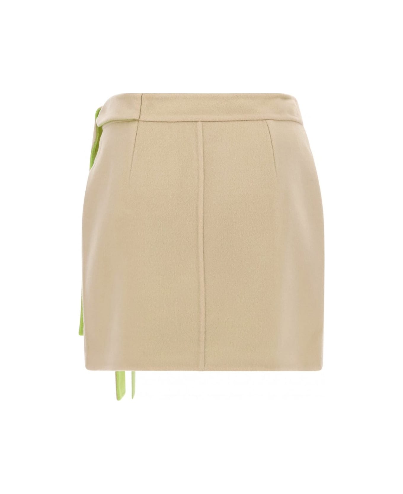 Off-White Wool Mini Skirt - Beige
