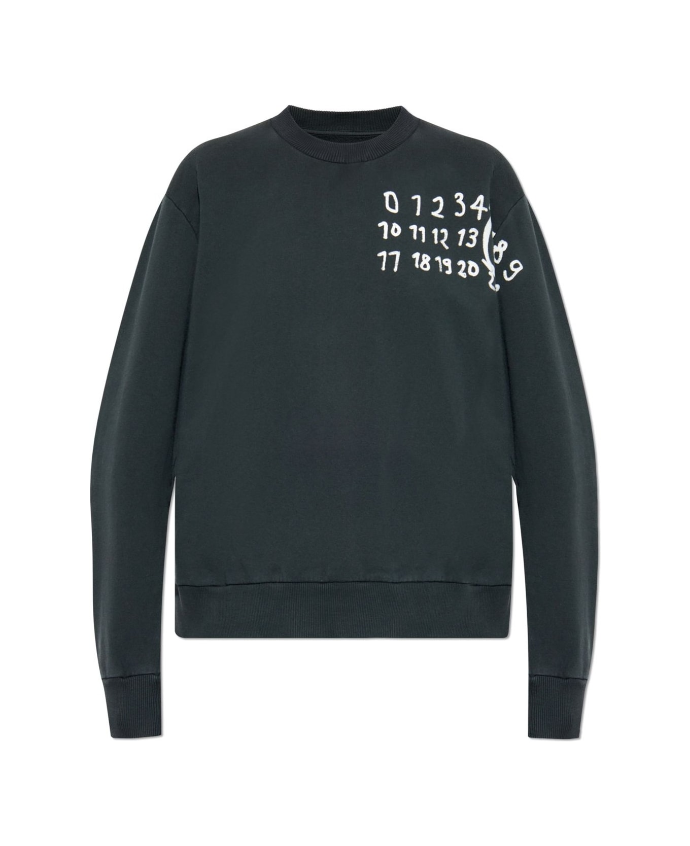 MM6 Maison Margiela Number Motif Printed Crewneck Sweatshirt - Black