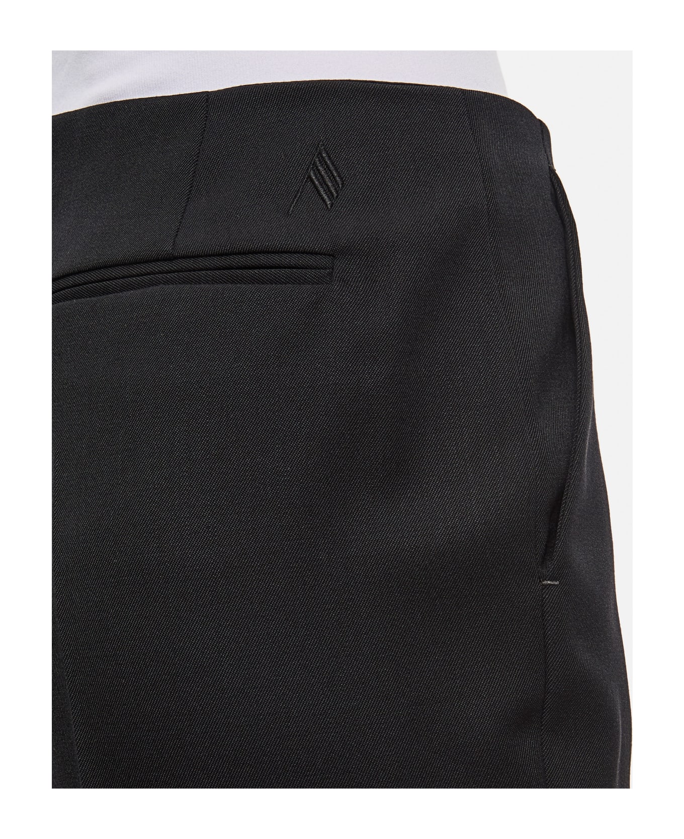 The Attico Wool Gabardine Straight Pants - BLACK