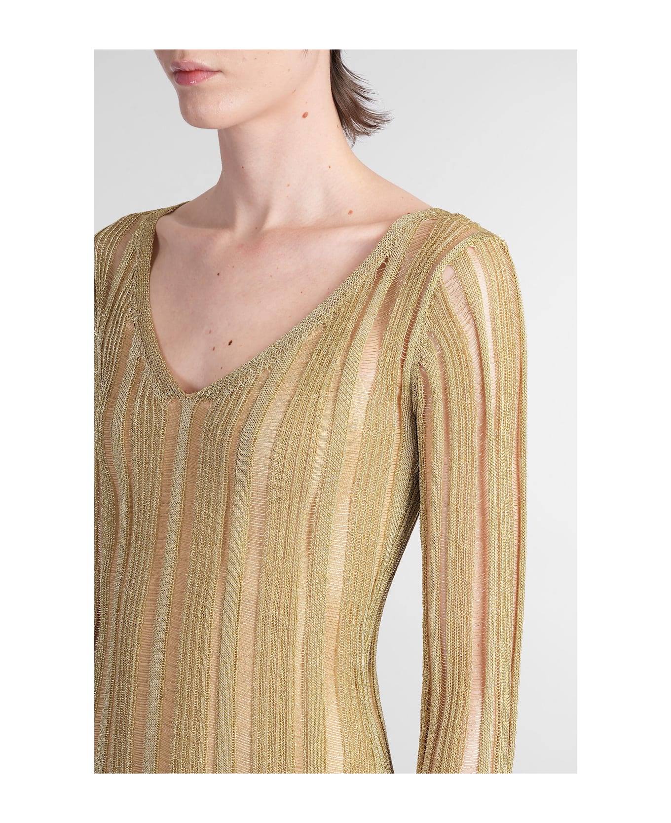 Cult Gaia Espen Long Dress In Gold Viscose - gold
