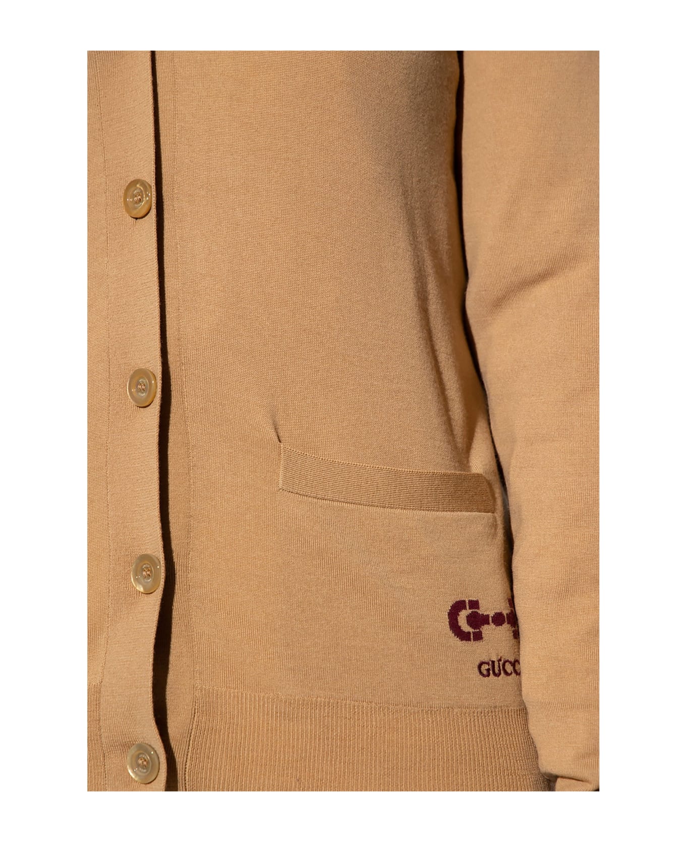 Gucci Wool Logo Cardigan - Brown