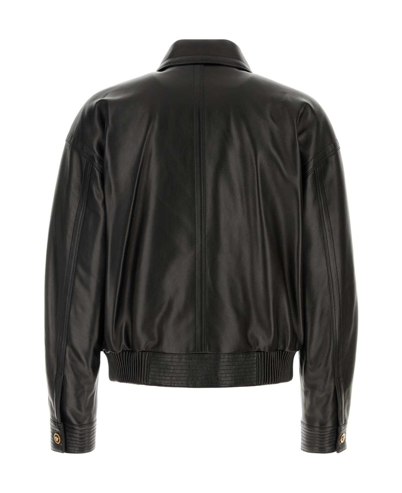 Versace Black Leather Jacket - BLACK