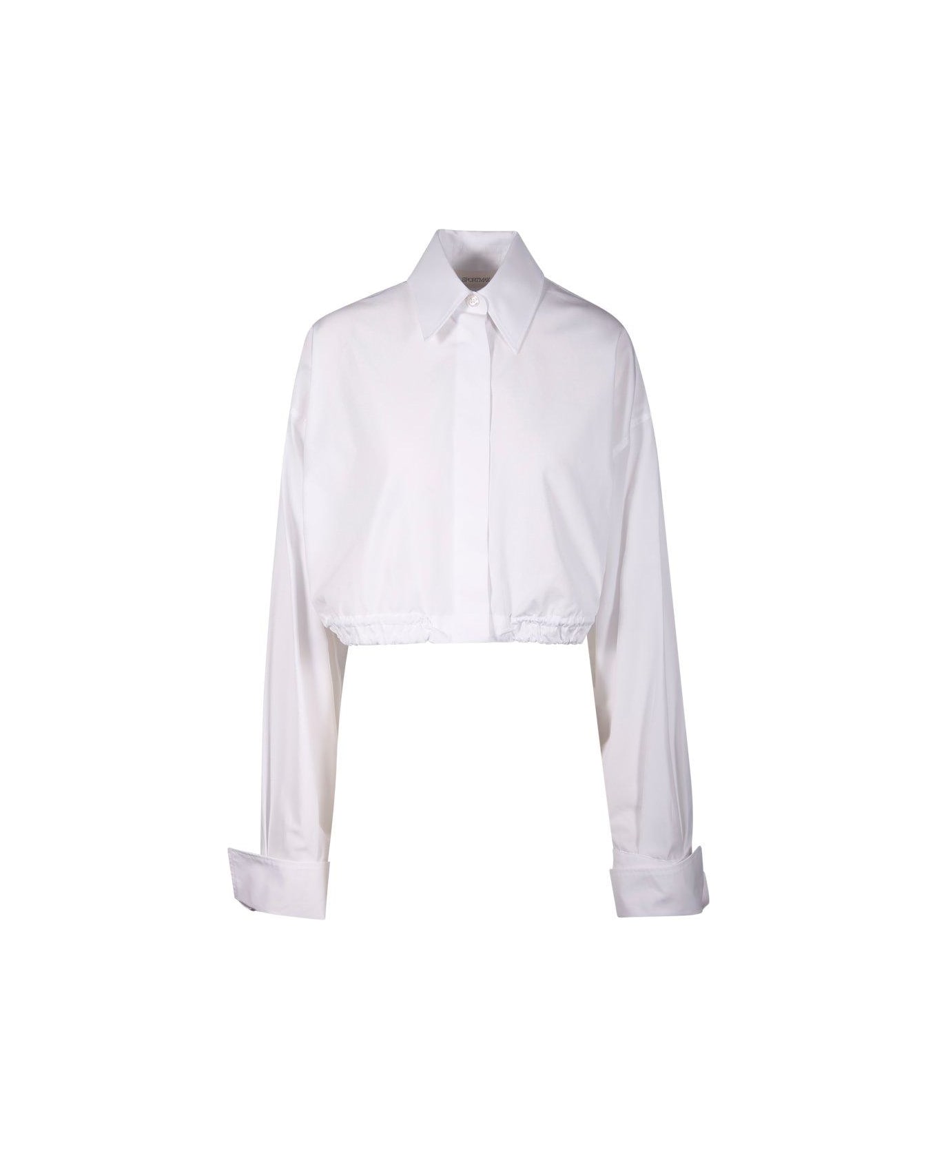 SportMax Buttoned Long-sleeved Cropped Shirt - Bianco ottico