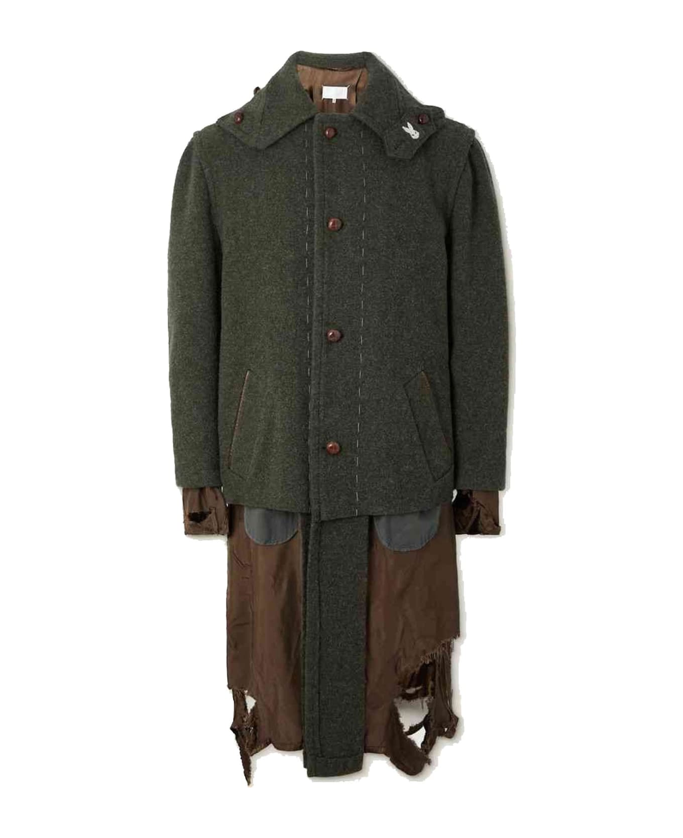 Maison Margiela Destroyed-look Coat - Green