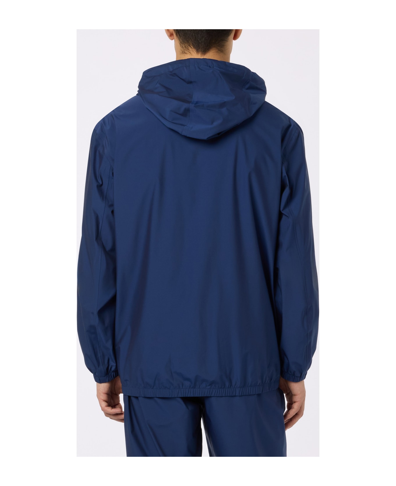 MC2 Saint Barth Man Hooded Lightweight Navy Blue Fabric Windbreaker Sloop - BLUE