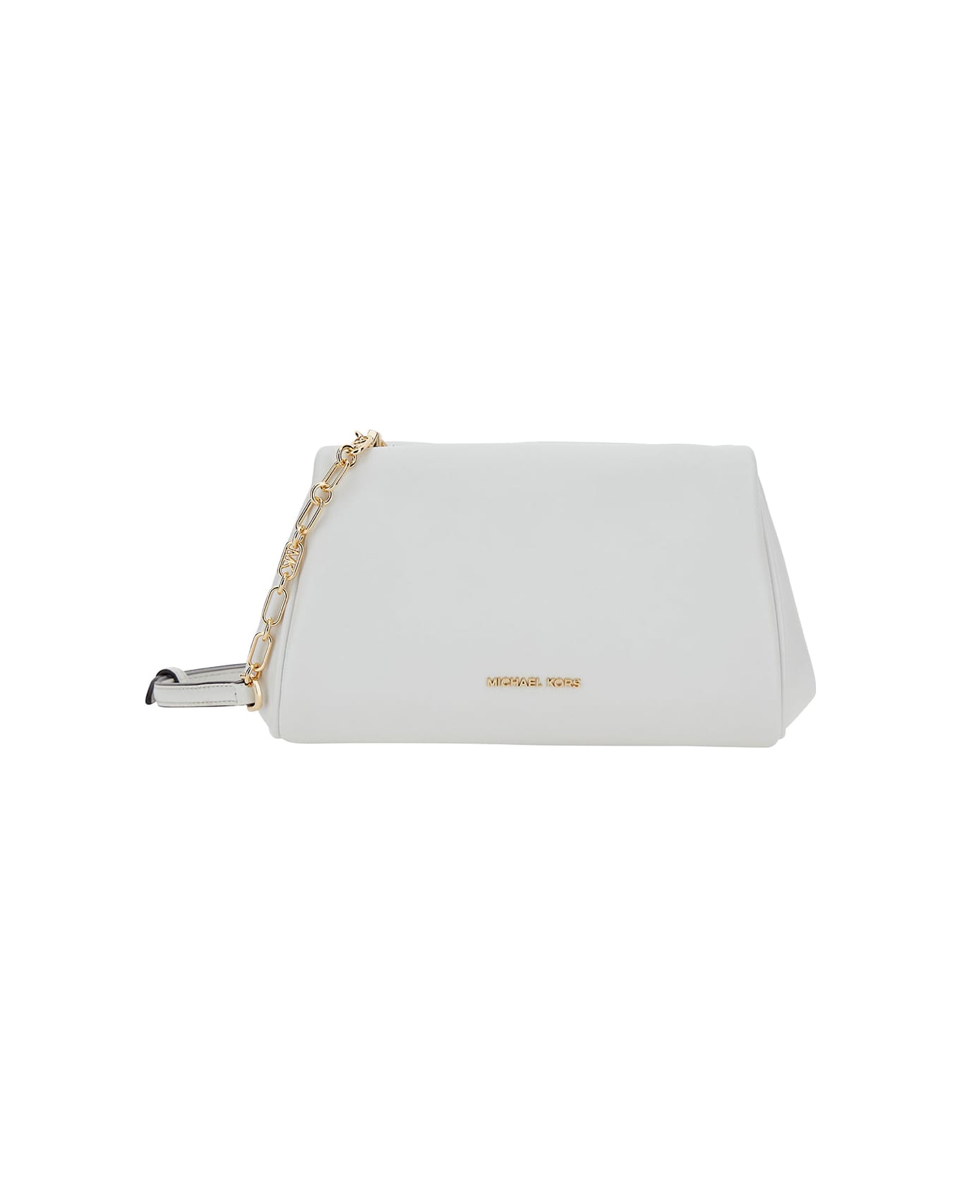 DKNY top zip crossbody bag White Pouch With Logo Detail In Leather Woman - White