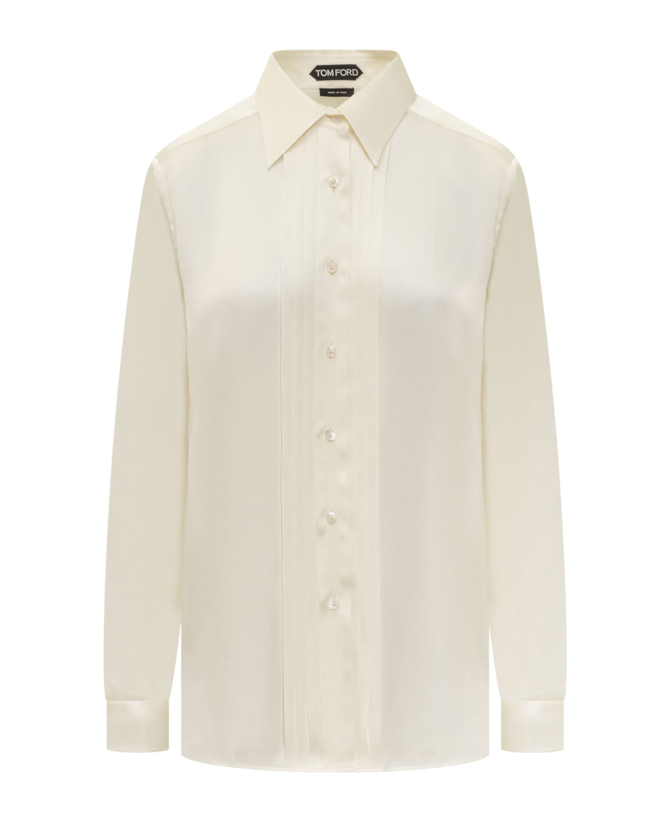 Tom Ford Silk Shirt With Pleated Detail - OFF WHITE