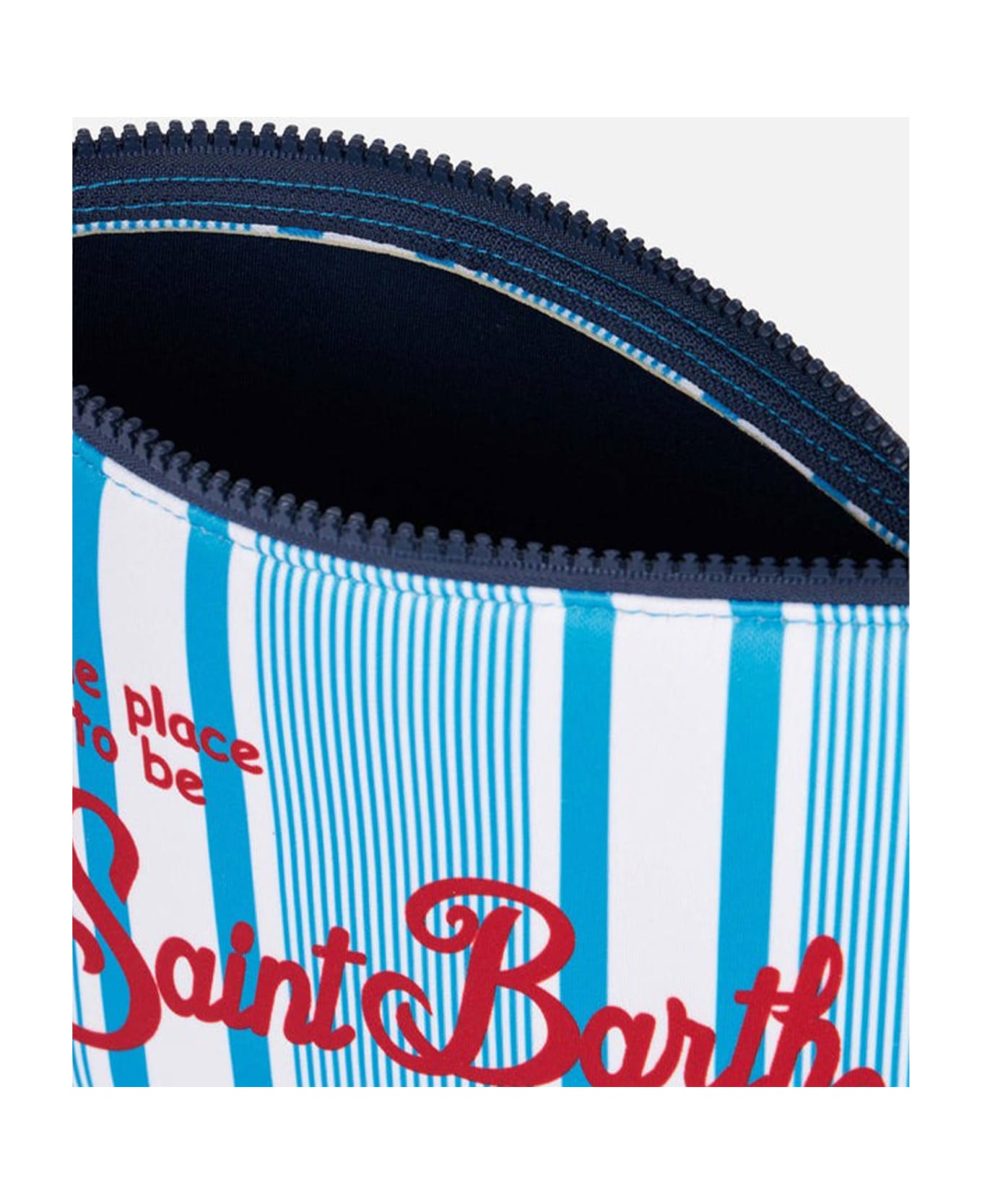 MC2 Saint Barth Aline Clutch Bag With White And Blue Stripes - BIANCO AZZURRO