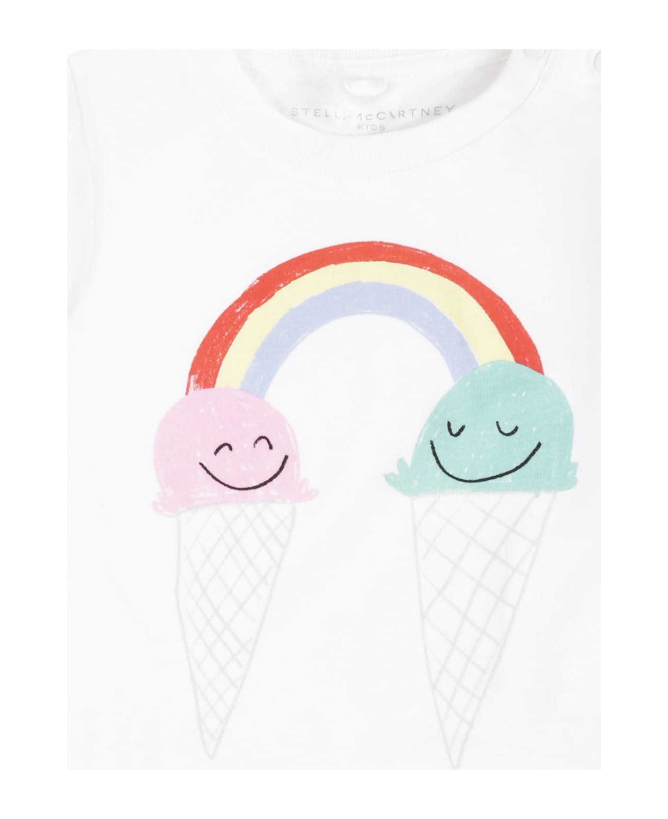 Stella McCartney Kids White T-shirt For Baby Girl With Ice Cream - Ivory