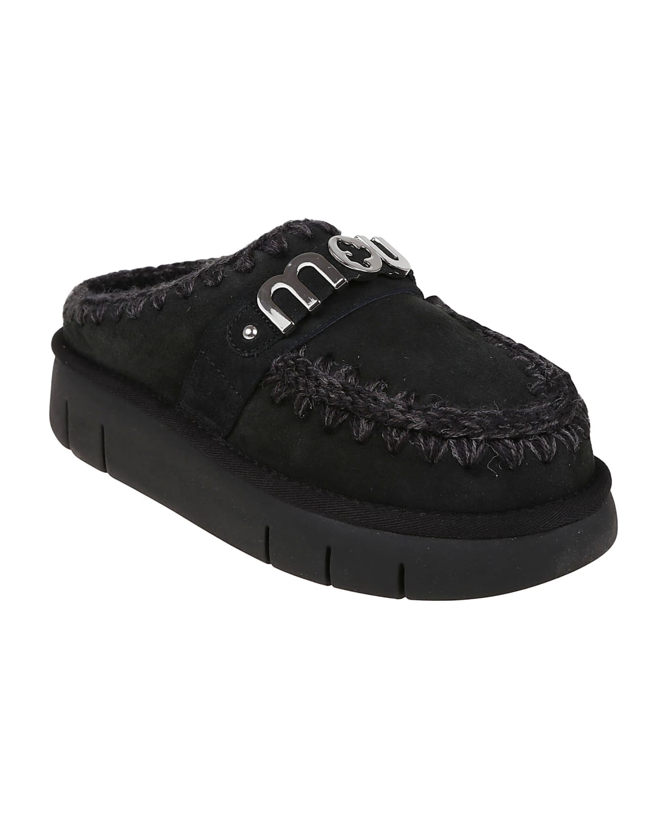 Mou Bounce Clog Metal Logo - Bkbk Black Black