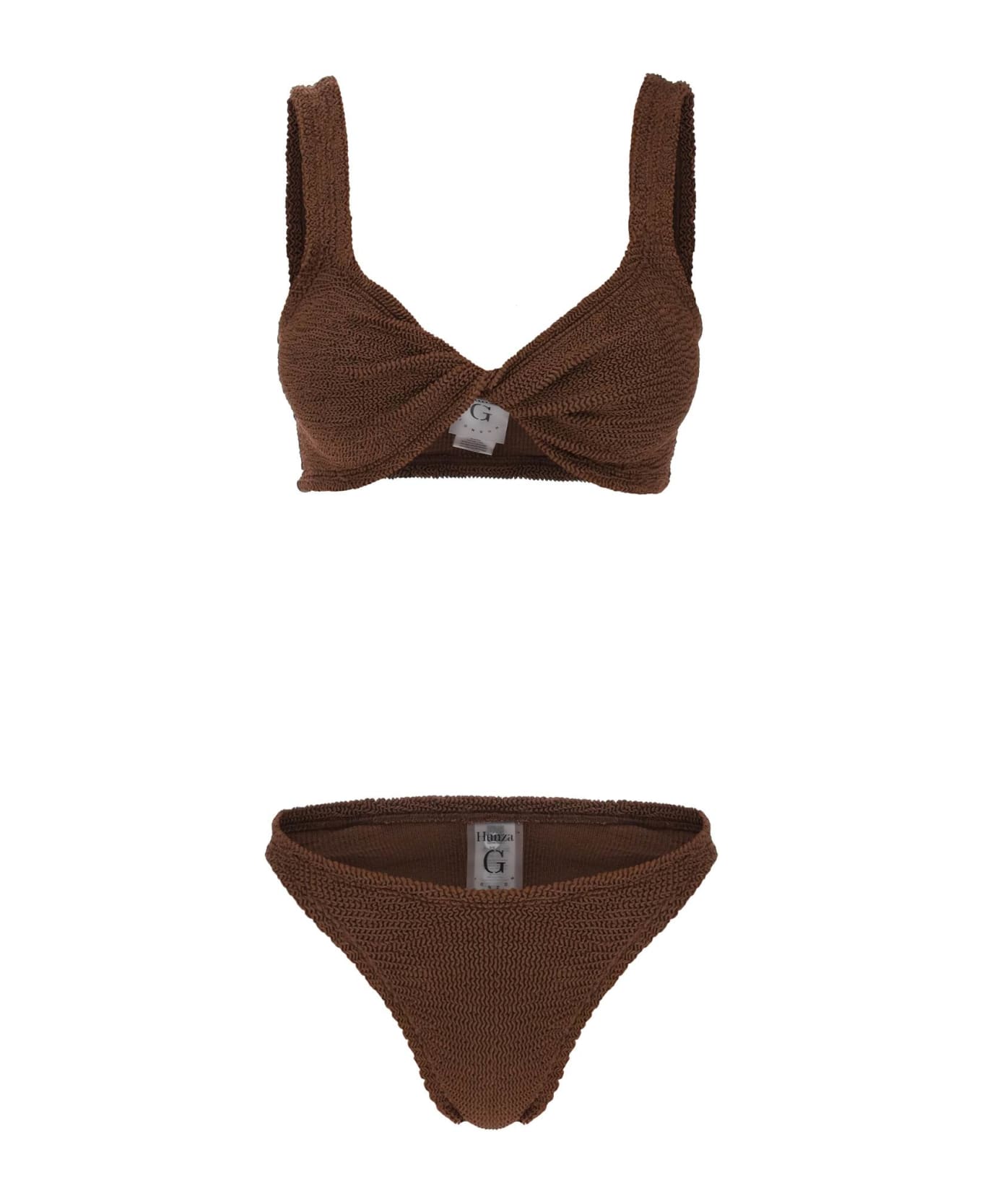 Hunza G Juno Metallic-effect Bikini Set - METALLIC CHOCOLATE (Brown)