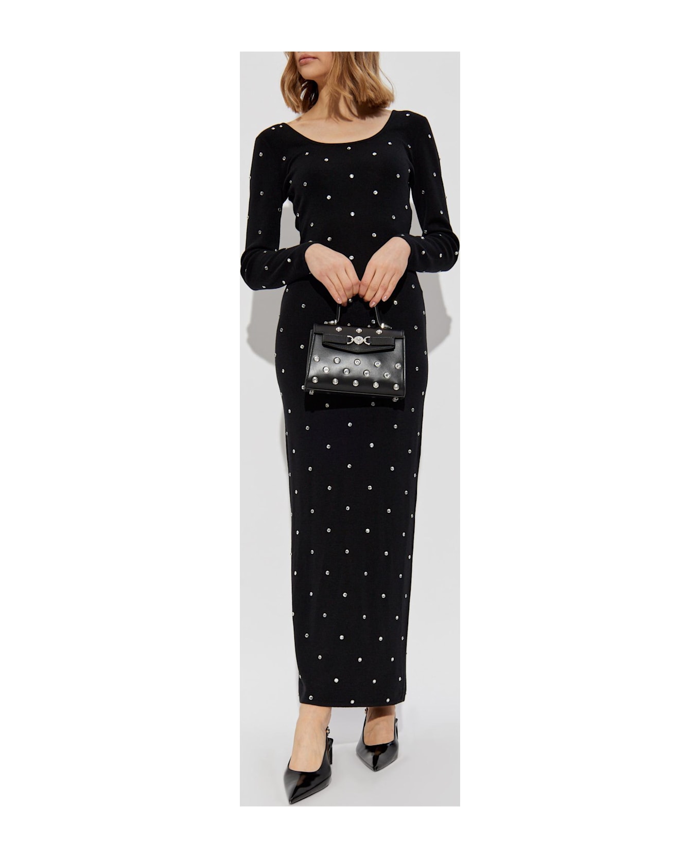 Versace Dress With Shimmering Appliqués - Black